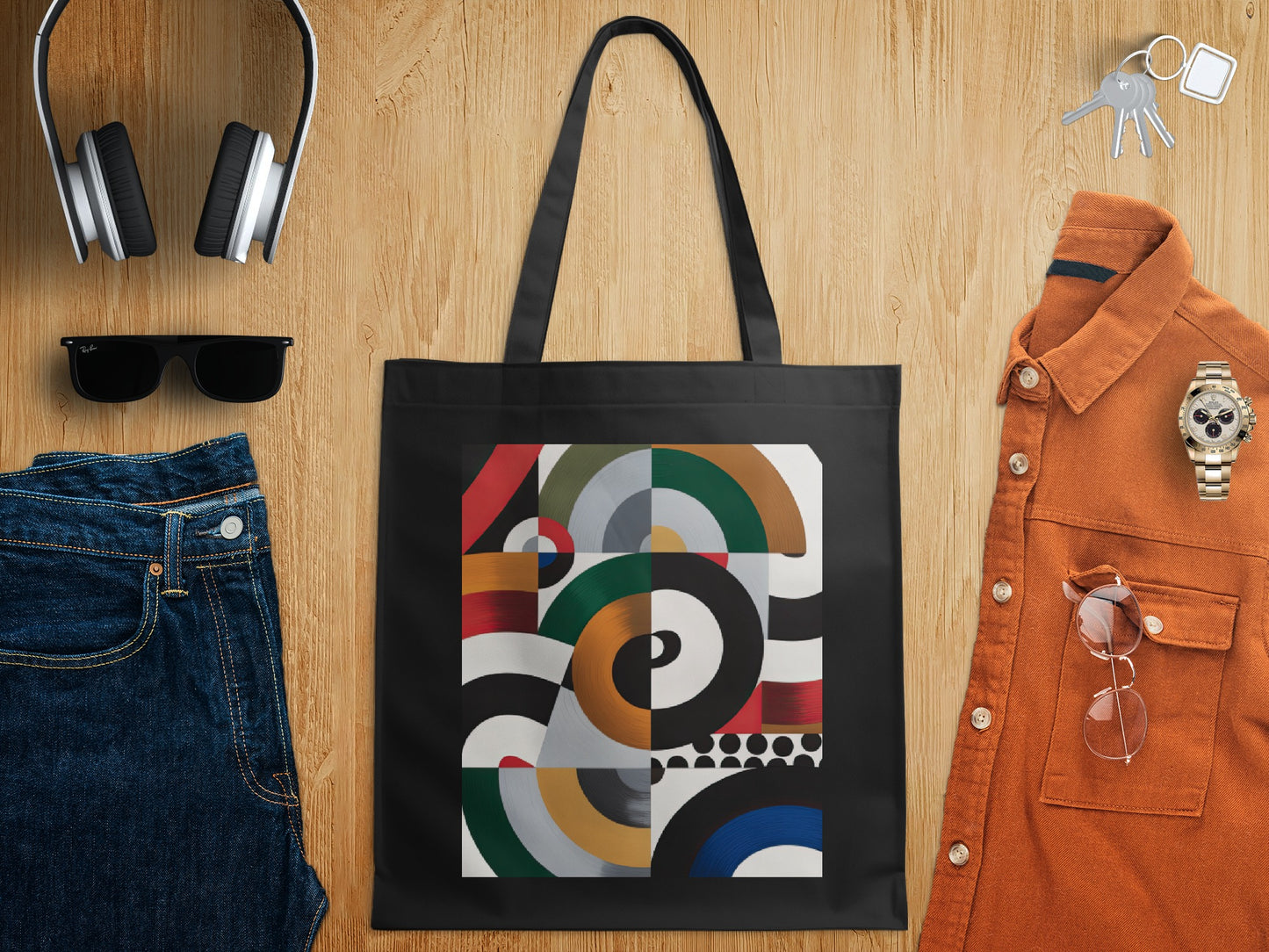 Abstract Geometric Pattern Tote Bag for Everyday Use