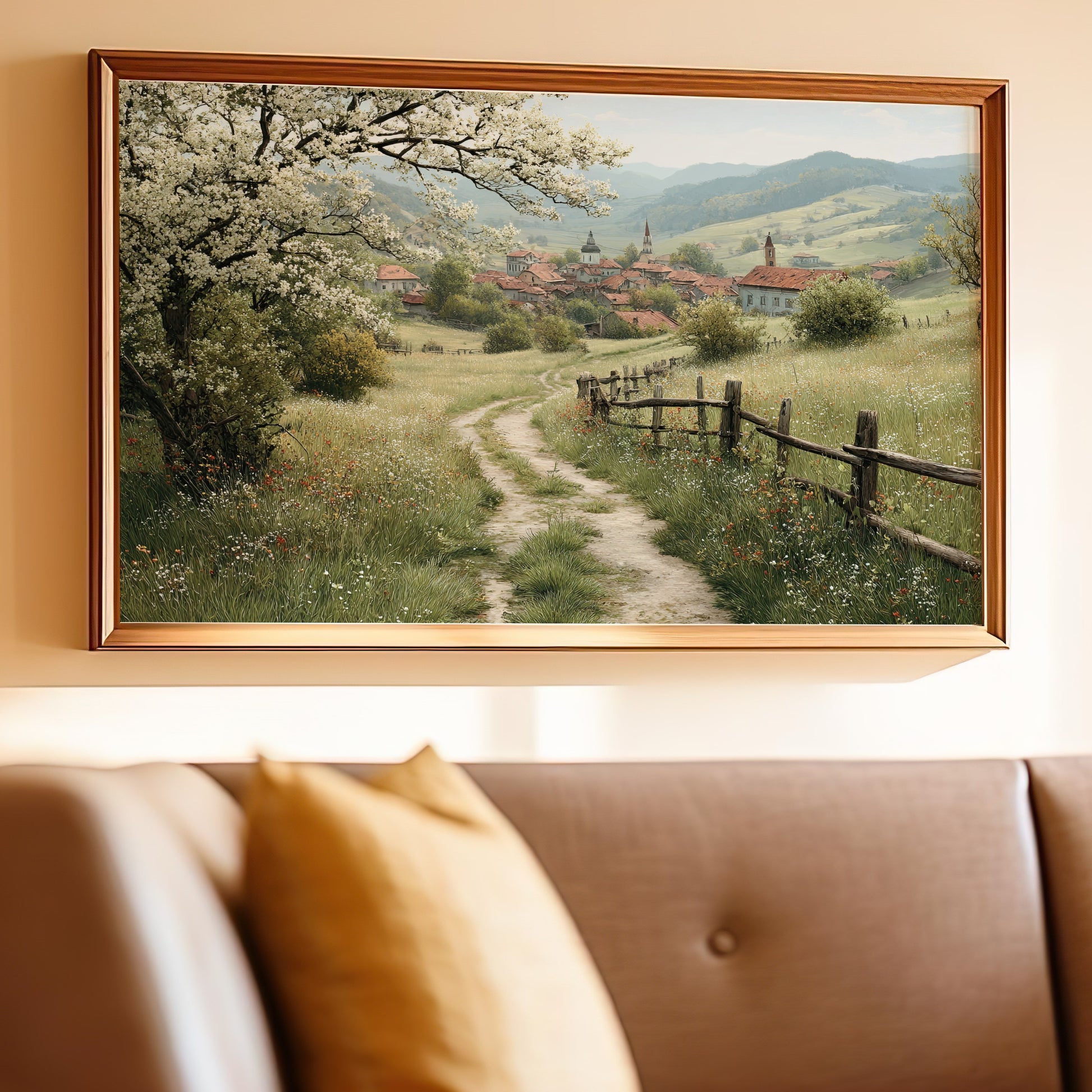 Serene Countryside Landscape Framed Wall Art