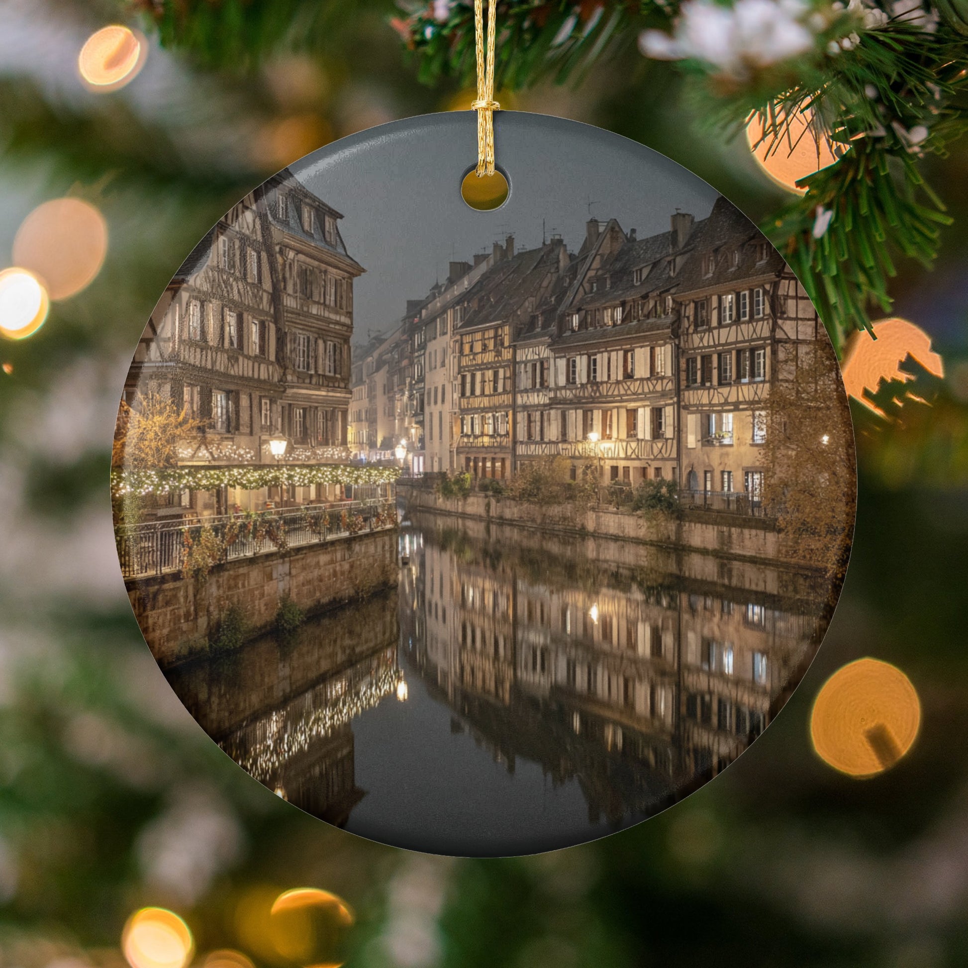 Beautiful Evening Canal Scene with Reflections Ornament
