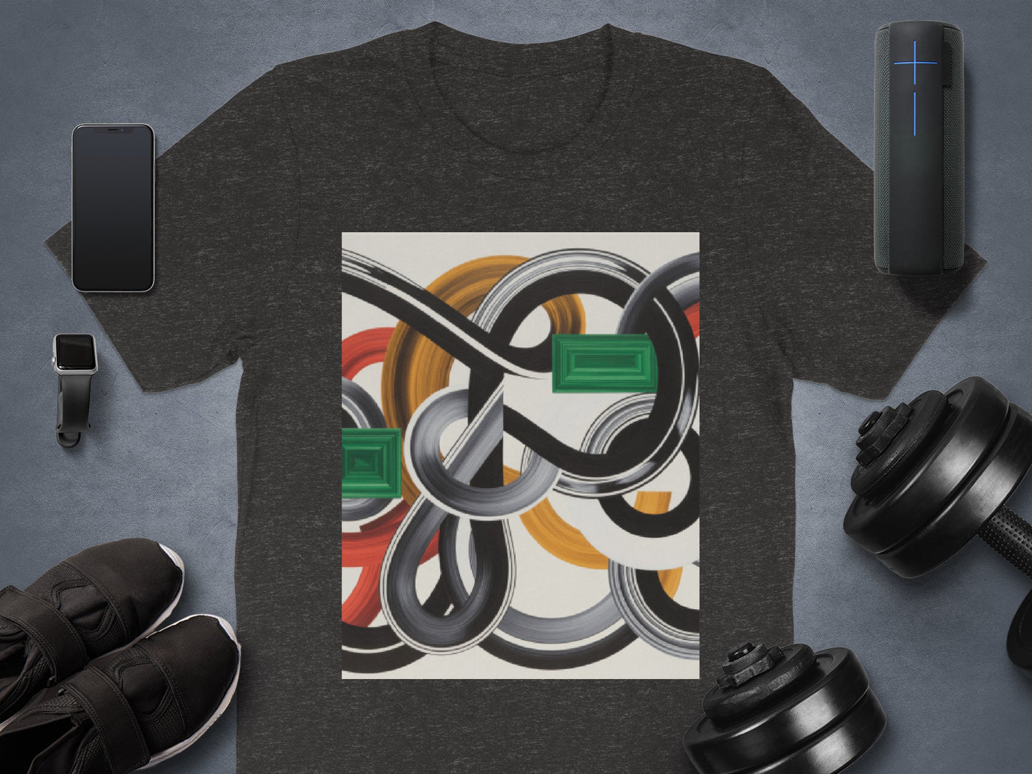 Vibrant Abstract Shapes Design Printed T-shirt