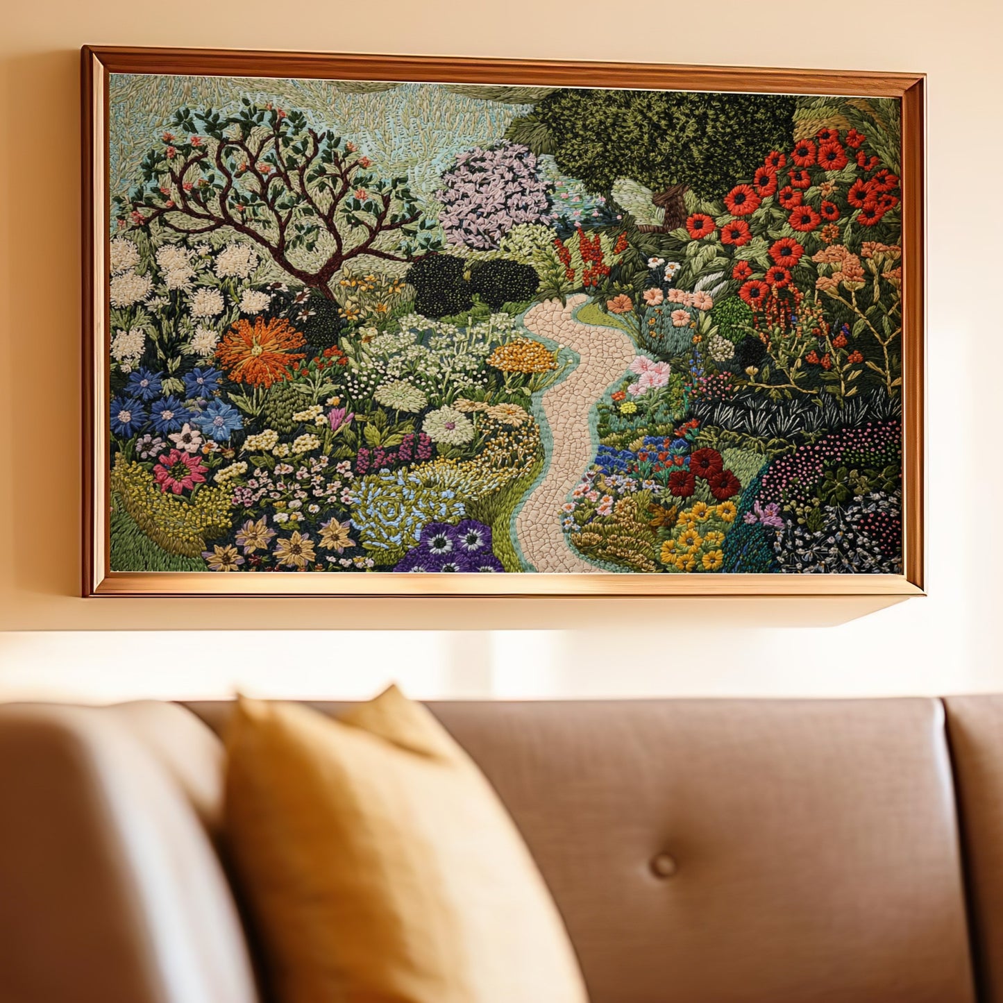 Beautiful Embroidered Garden Wall Art for Home Decor