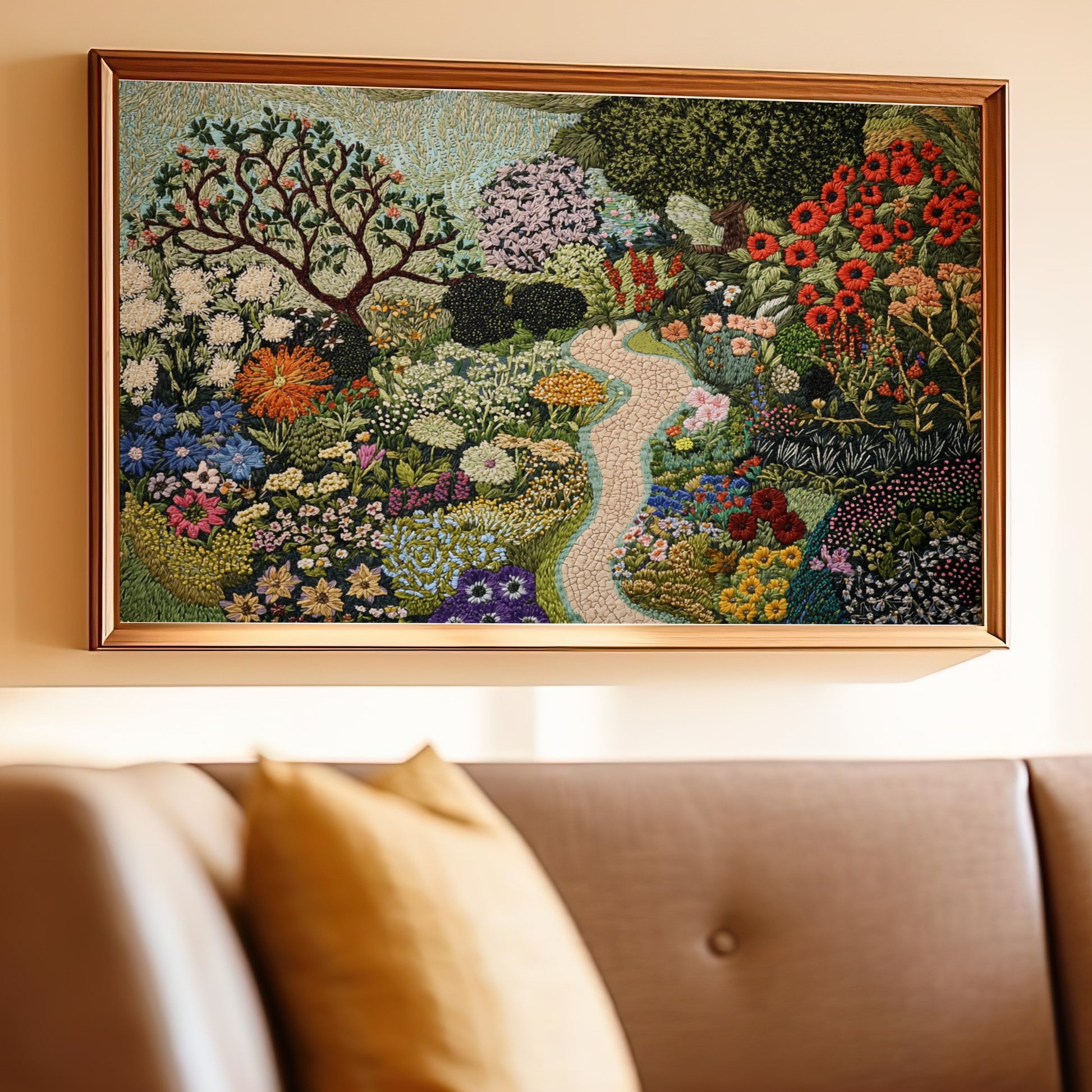 Beautiful Embroidered Garden Wall Art for Home Decor