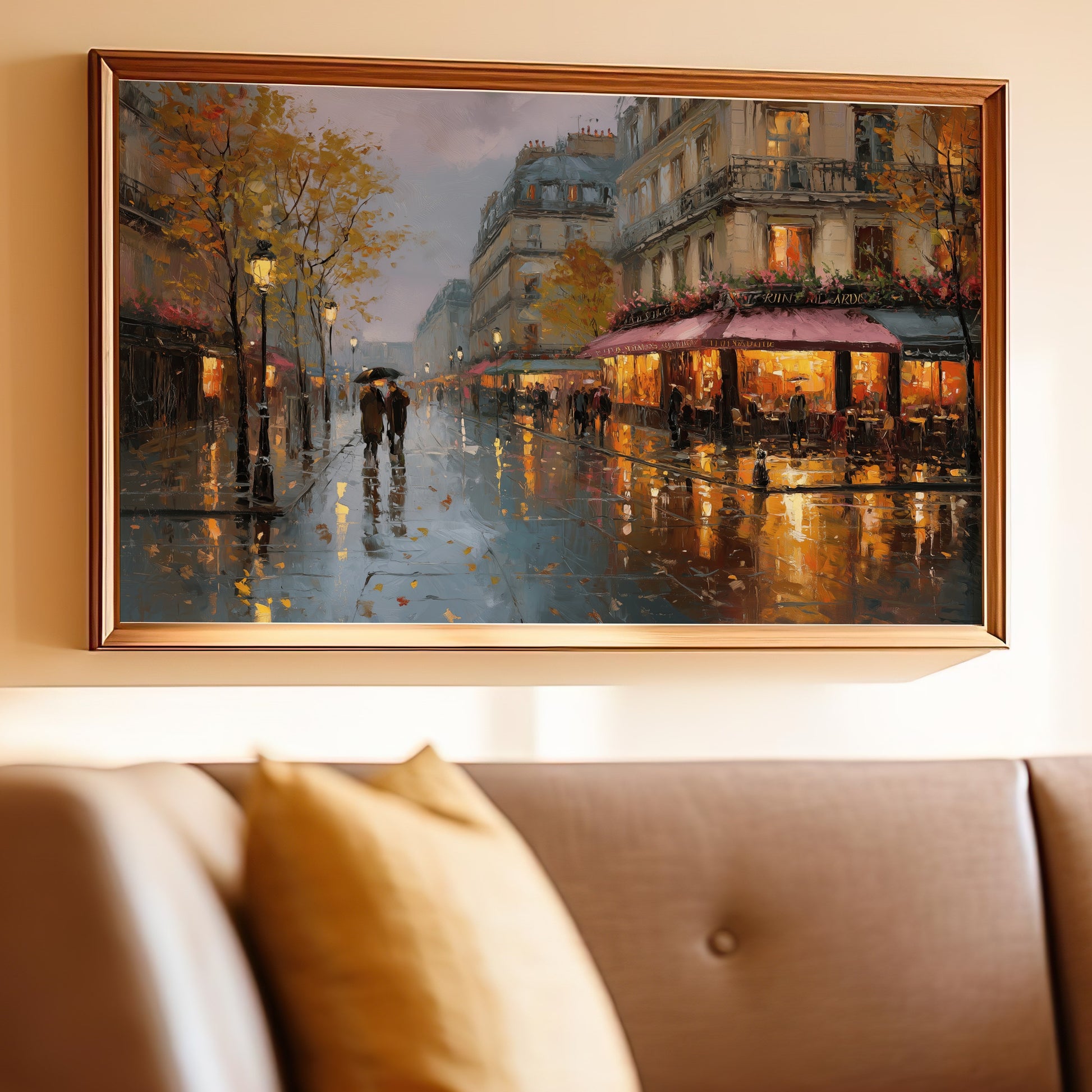 Illuminated Cityscape Rainy Autumn Scene Artwork product type