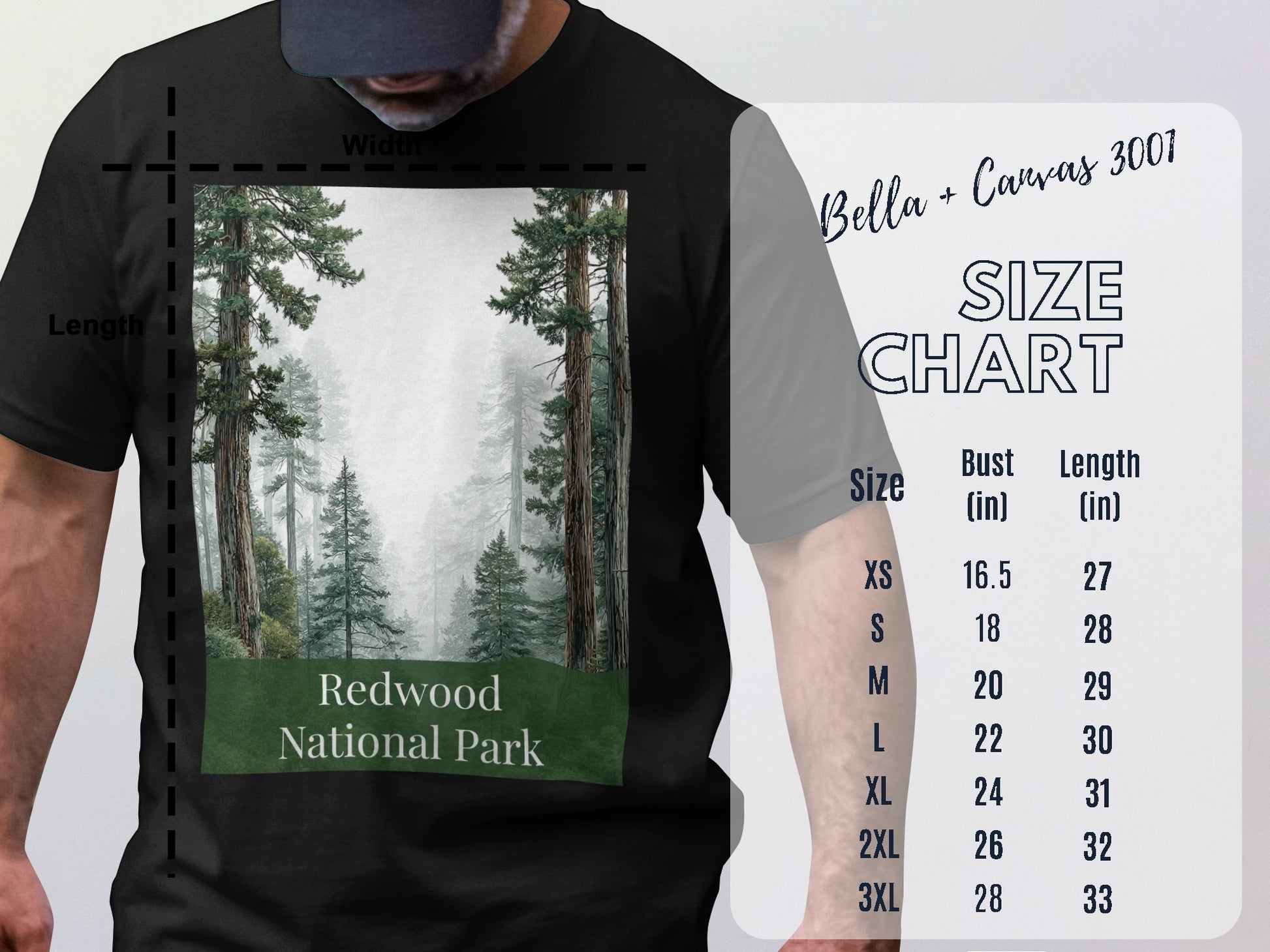 Redwood National Park Design on Black Shirt
