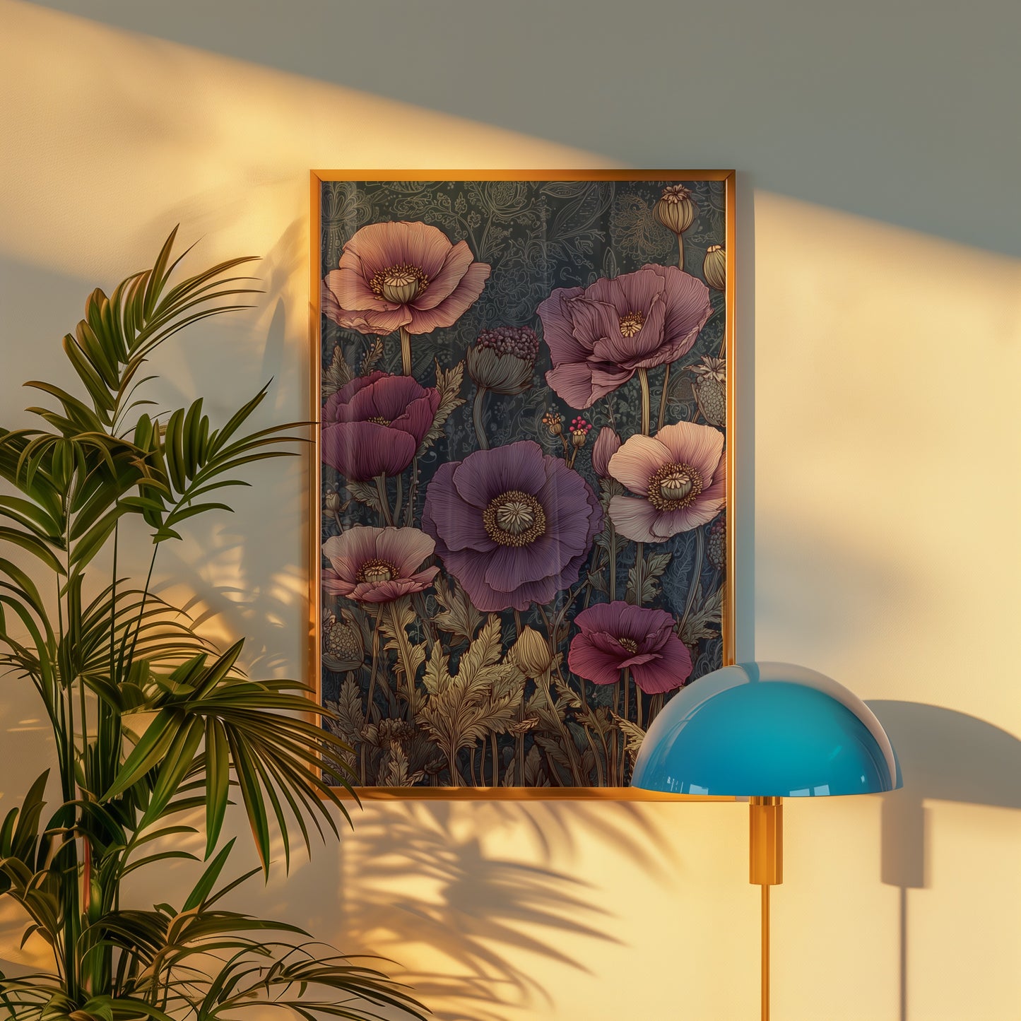 Elegant Floral Wall Art with Purple Flower Blooms