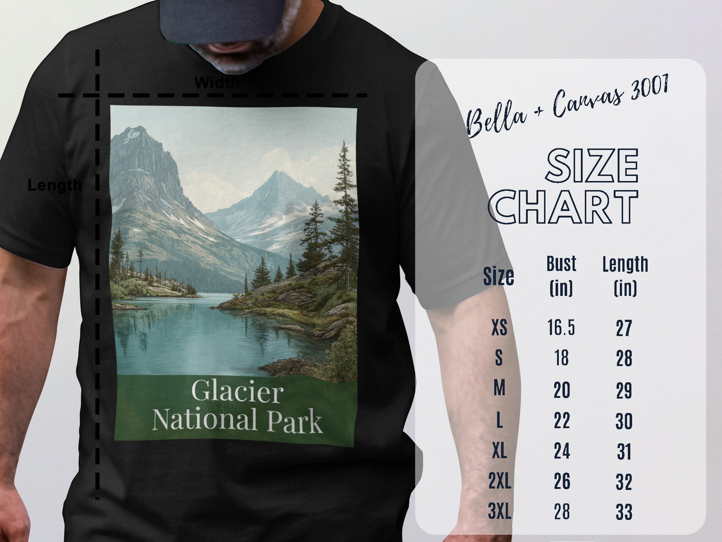 Scenic Glacier National Park Artwork T-Shirt