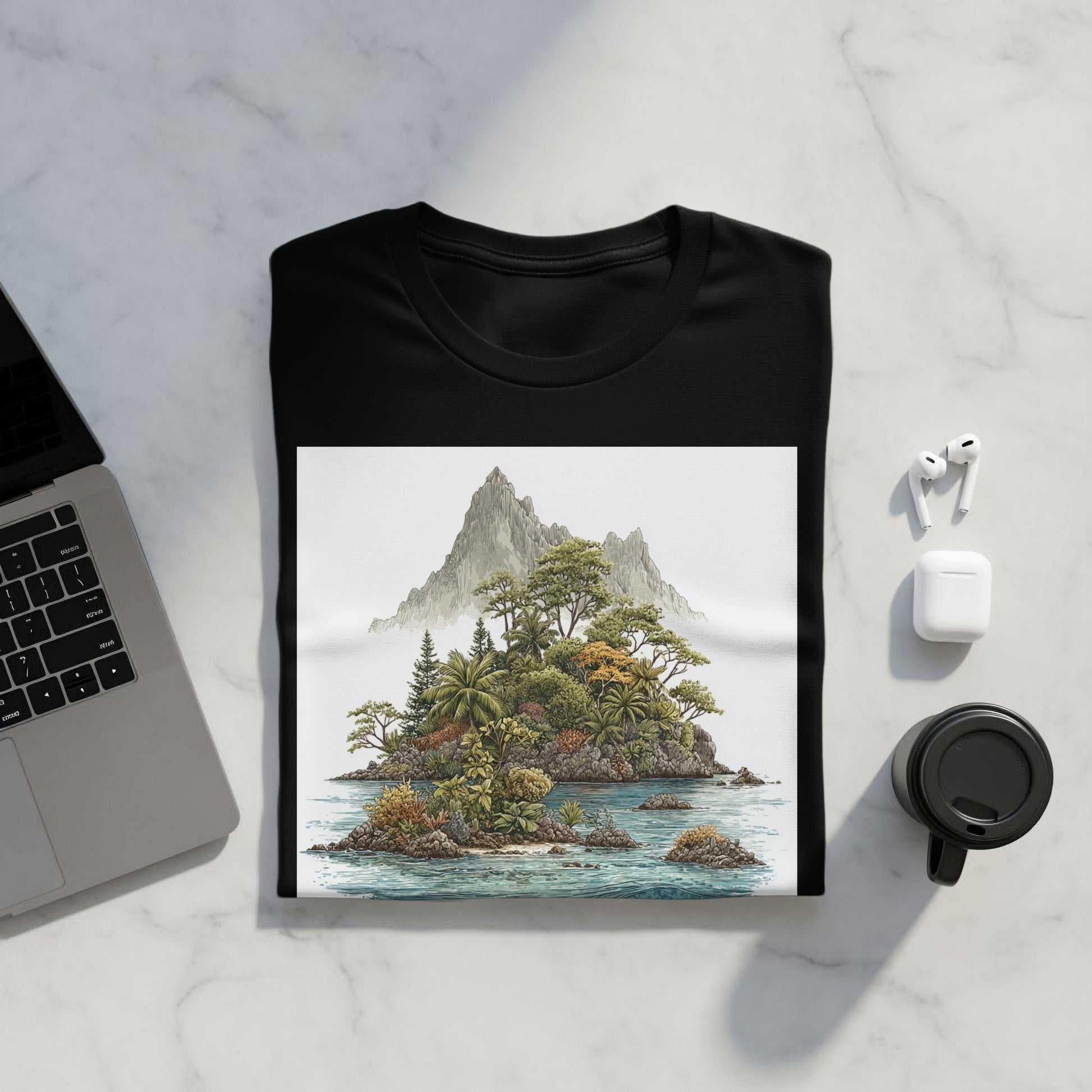 Tranquil Tropical Island With Mountain T-shirt