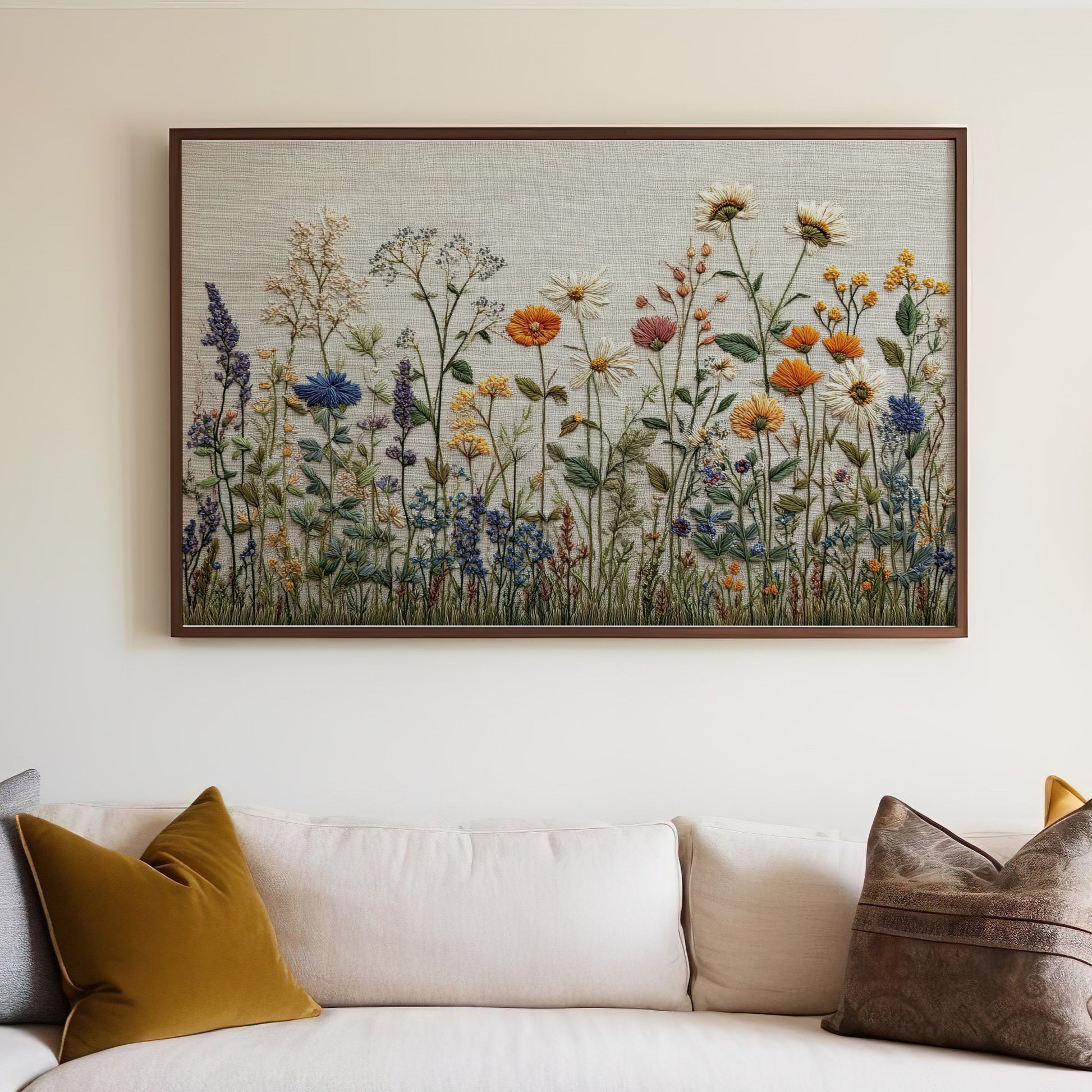 Vibrant Wildflower Embroidery Framed Wall Art product type