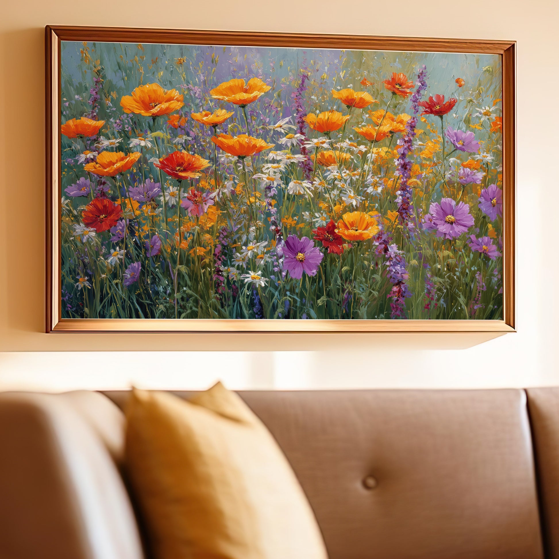 Vibrant Wildflower Meadow Framed Painting Art product type