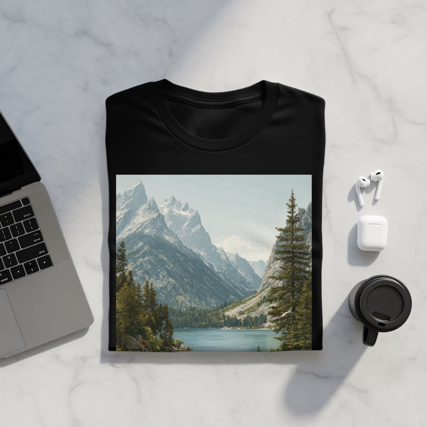 Breathtaking Mountain and Lake Scene T-shirt