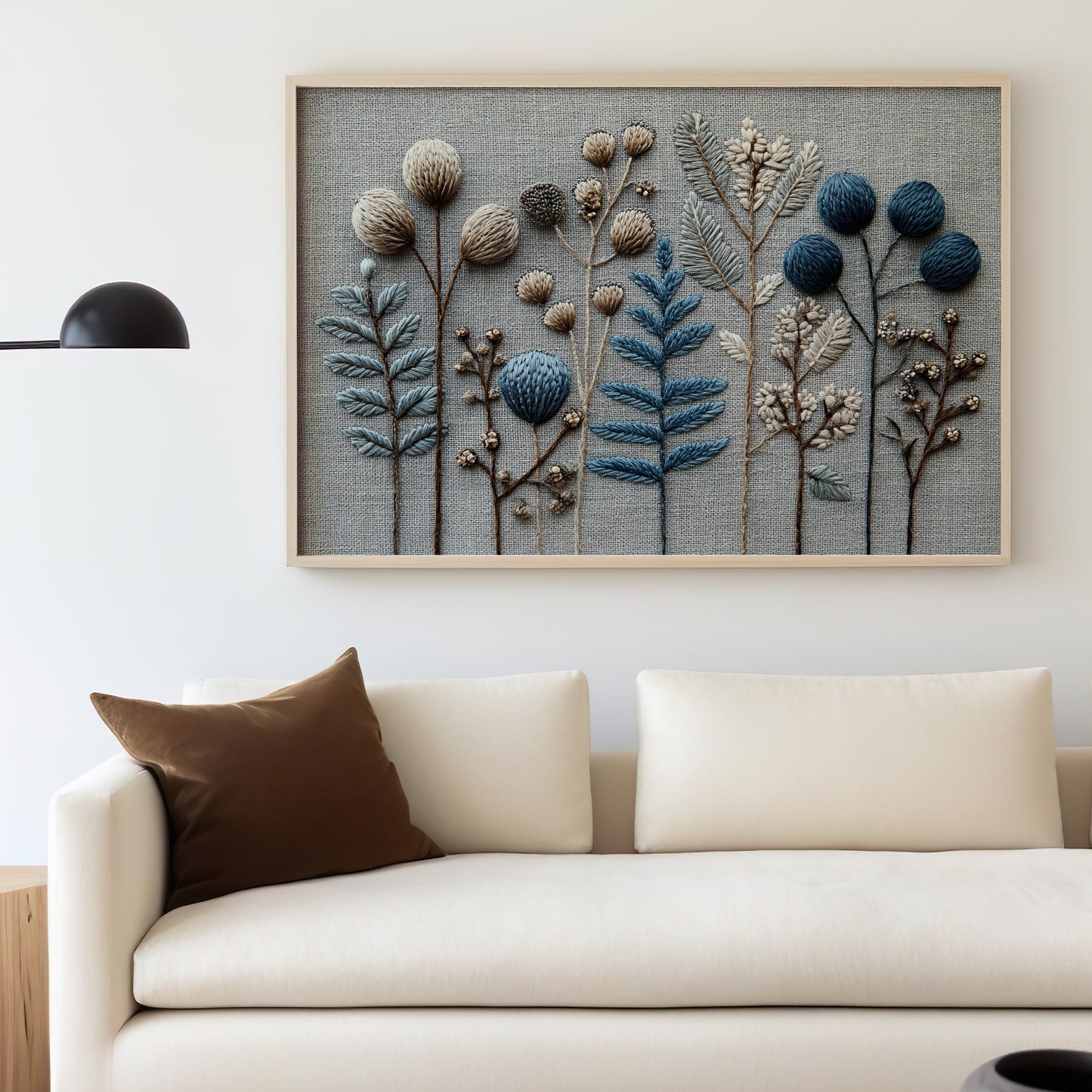 Framed Textile Botanical Wall Art for Living Room Decor