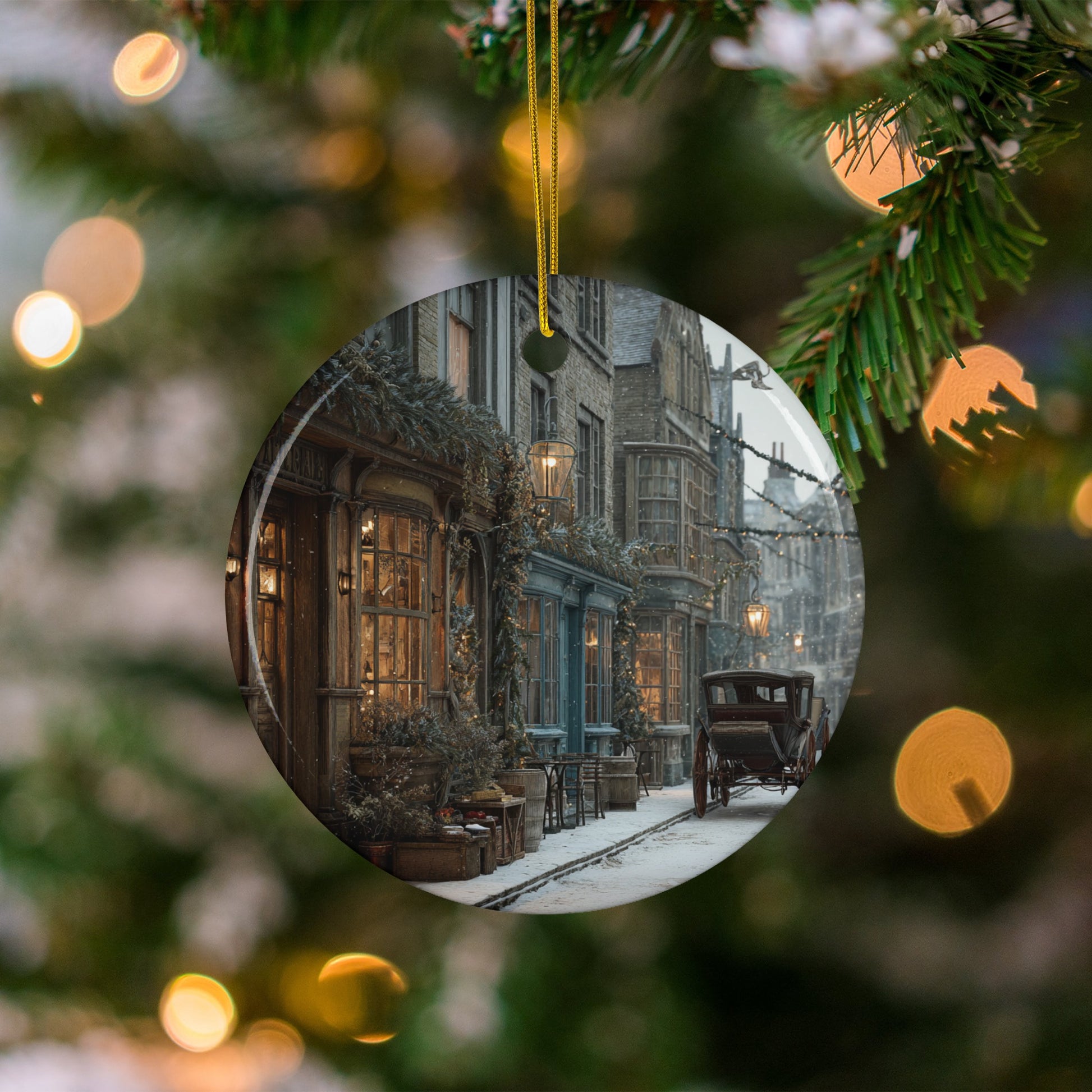 Charming Winter Village Scene Christmas Ornament