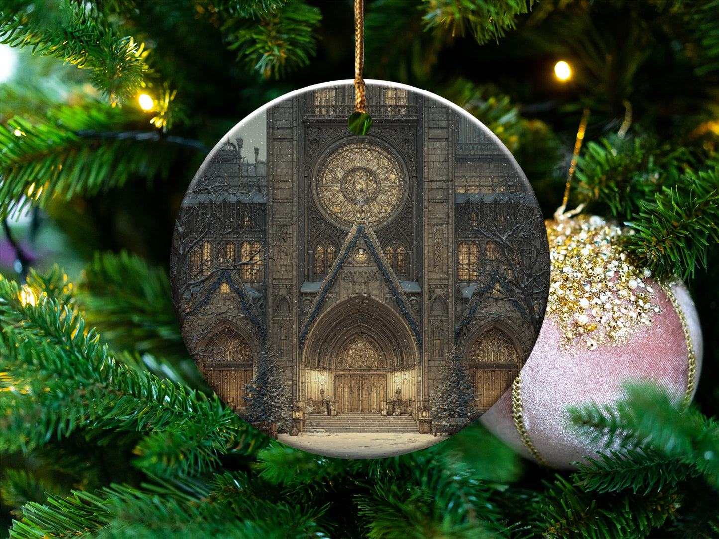 Beautifully Detailed Cathedral Christmas Ornament