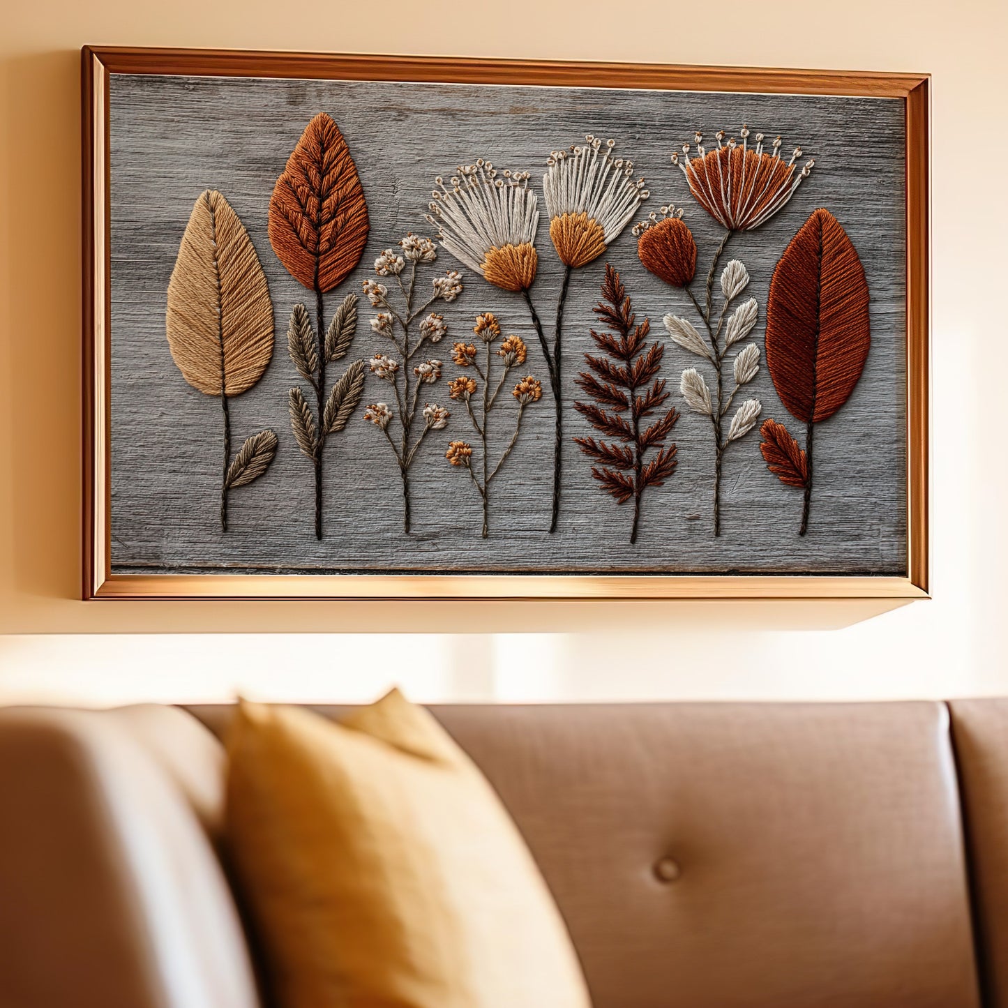 Elegant Botanical Embroidery Wall Art Decor