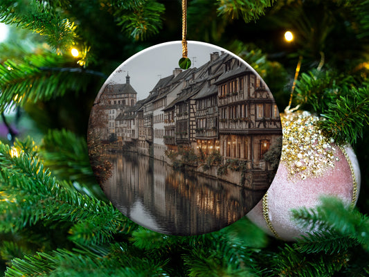 Scenic European Village Christmas Tree Ornament