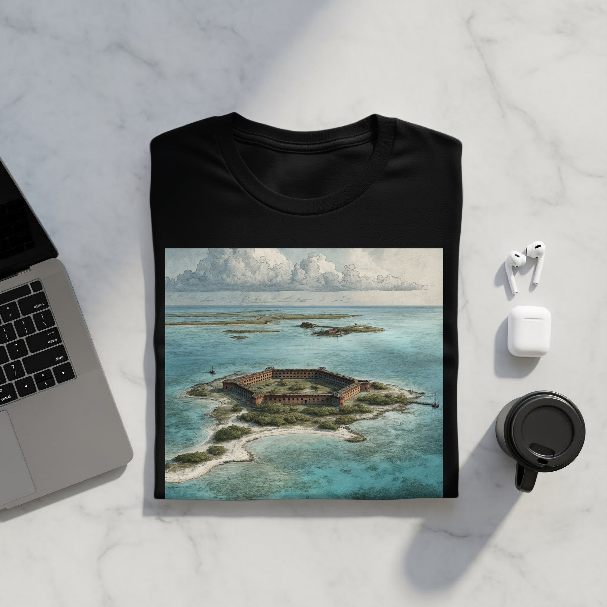 Historic Island Fort Print T-shirt