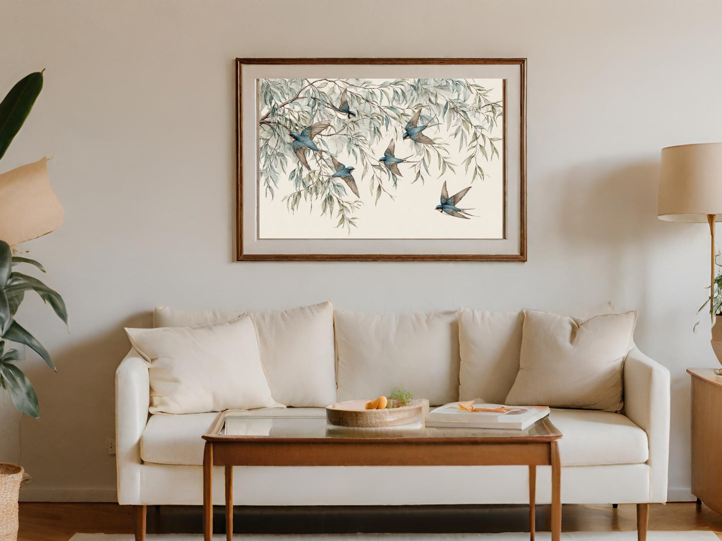 Elegant Birds and Branches Framed Wall Art Decor