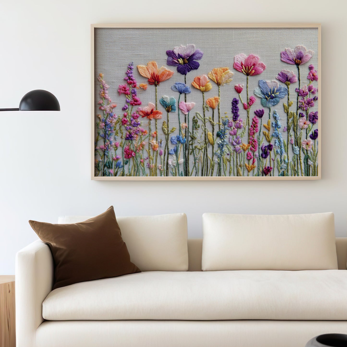 Colorful Floral Embroidery Framed Wall Art product type