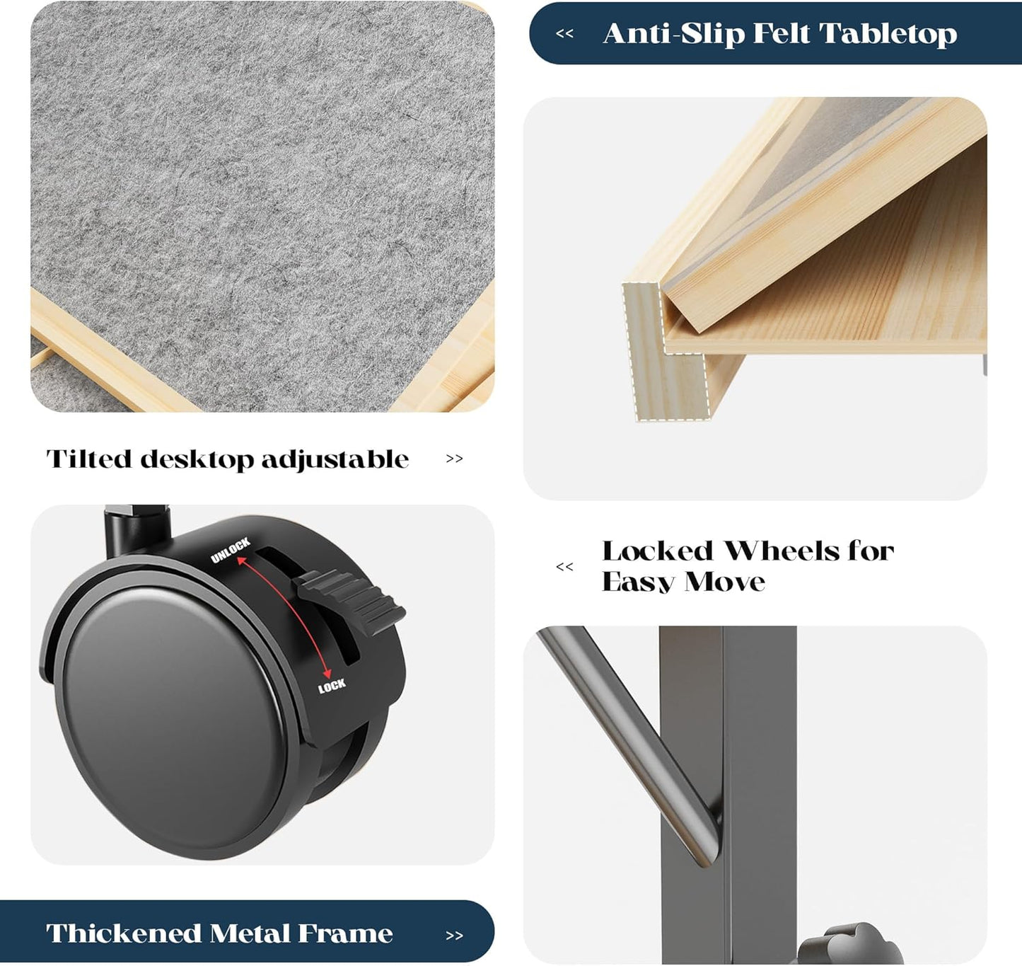 Easyego 2000 Piece Jigsaw Puzzle Table with Legs for Adults, 5-Tilting-Angle & Height Adjustable Table with Draws, Wooden Puzzle Board with Extended Support Bar & 4 Wheels