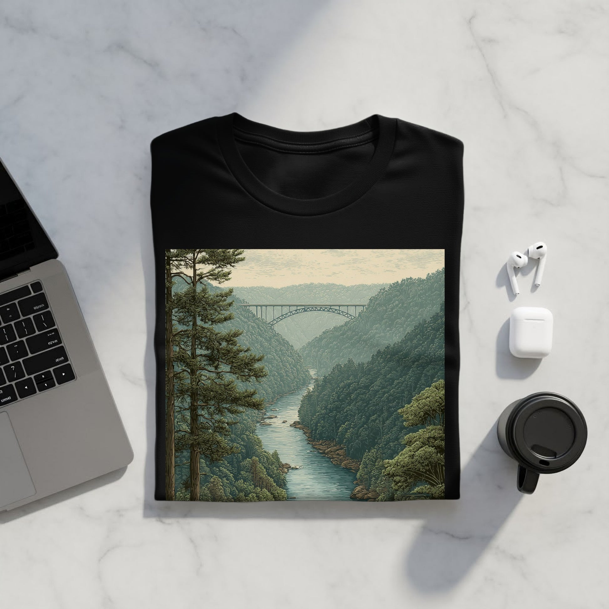 Scenic Landscape Printed T-Shirt with Mountain View