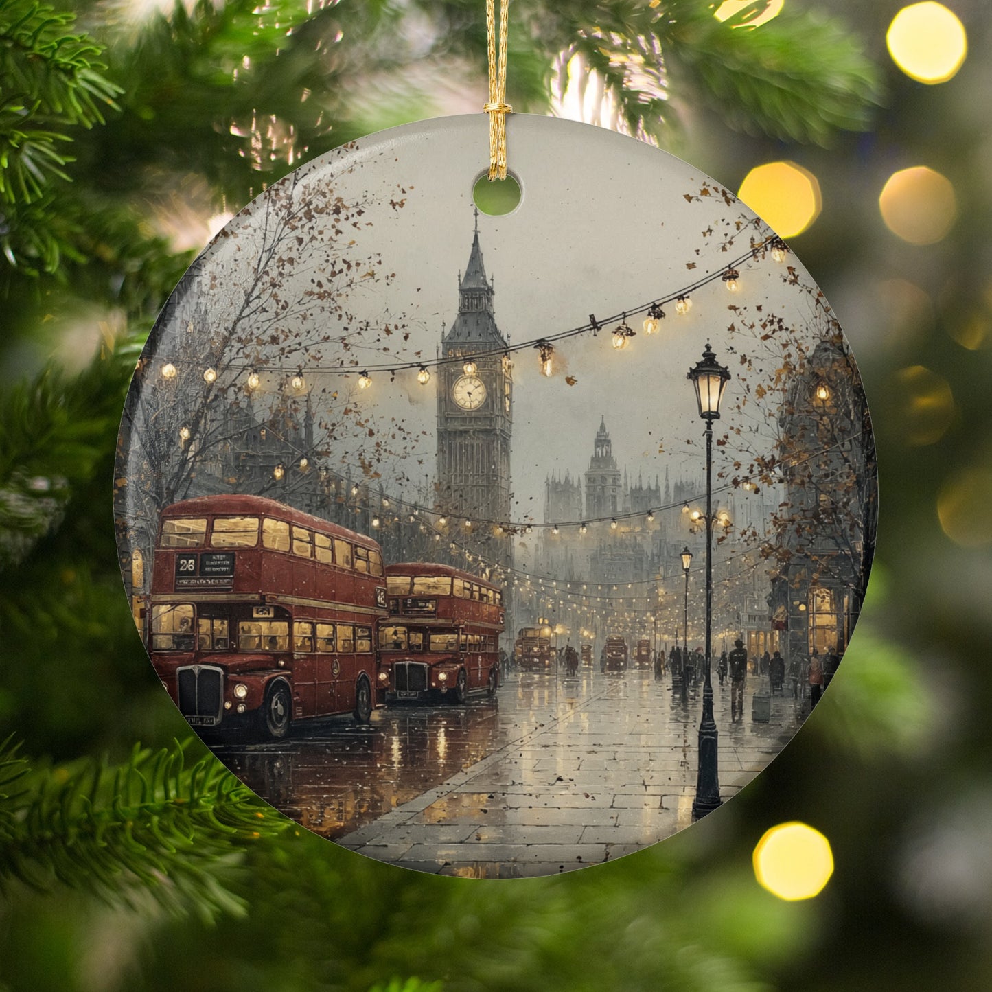 London Christmas Scene Ornament Holiday Decoration
