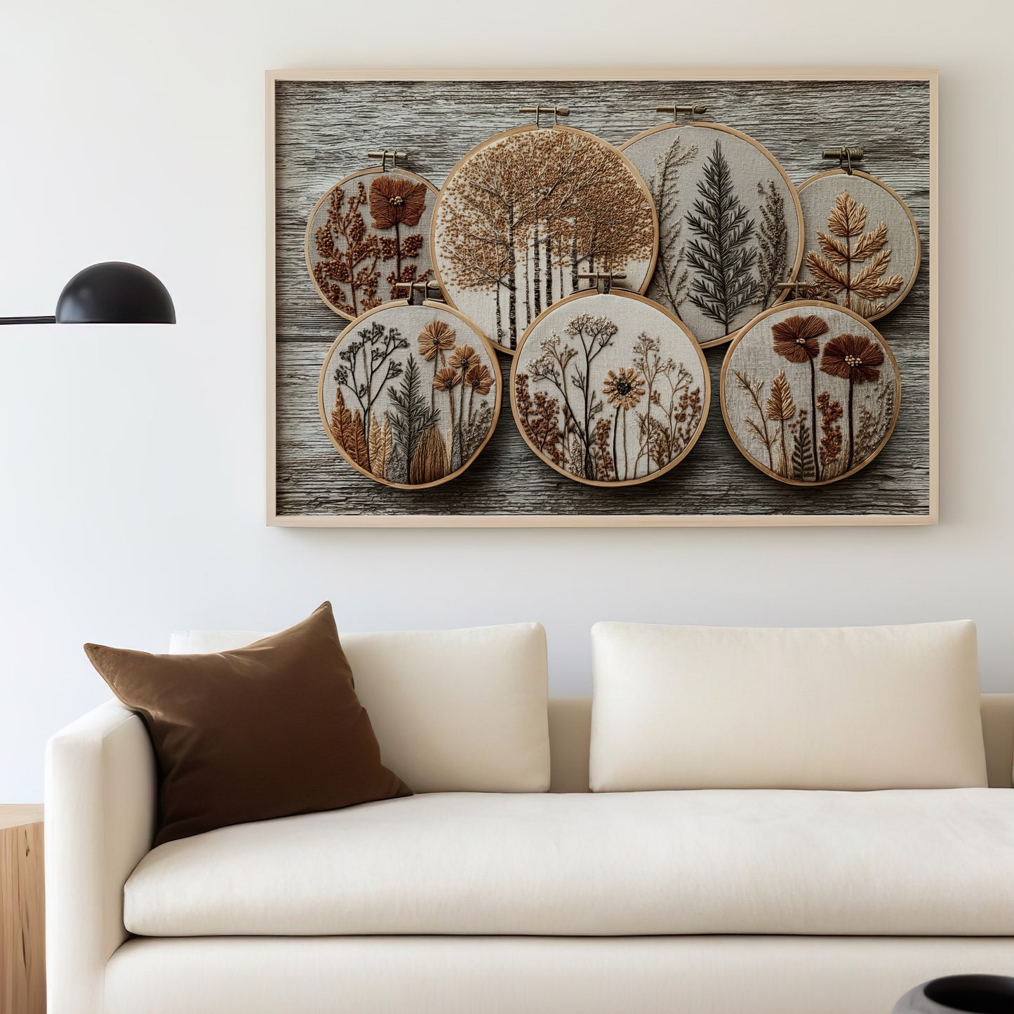 Nature Inspired Embroidery Wall Art for Home Decor