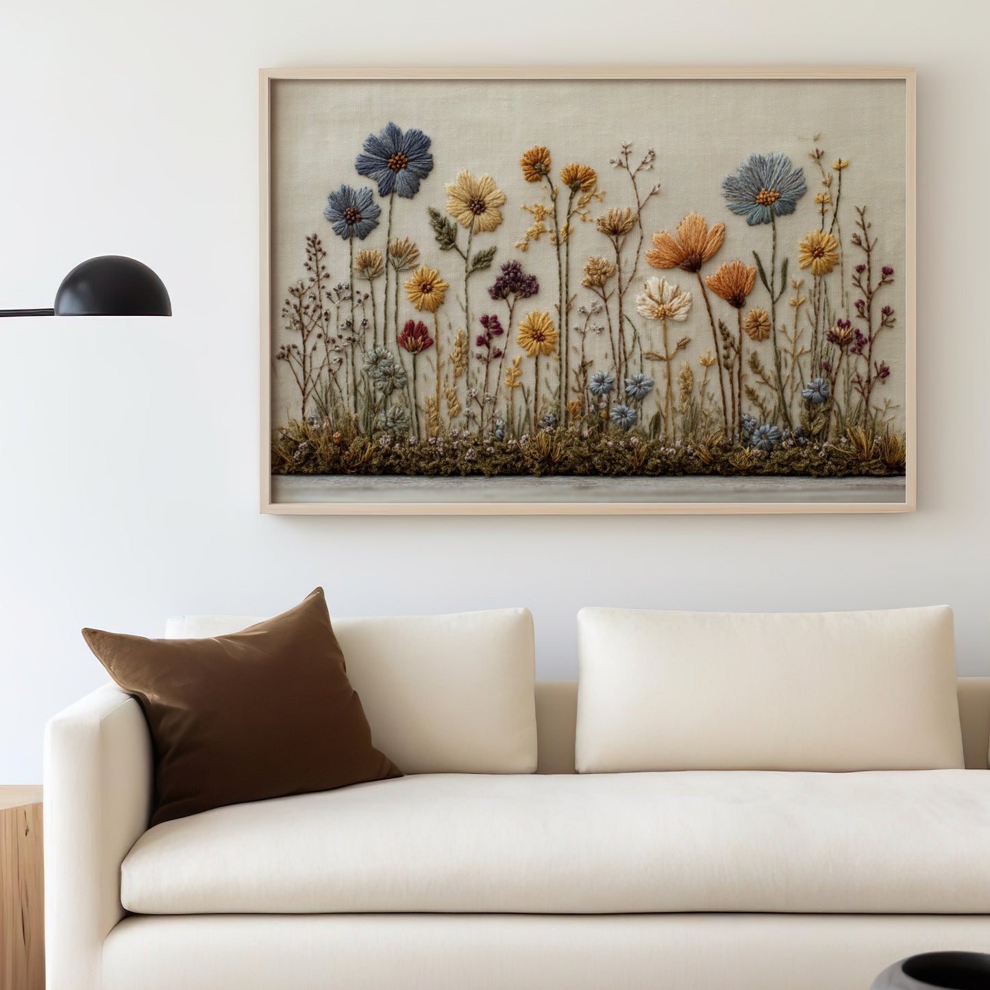 Embroidered Wildflower Wall Art for Elegant Home Decor