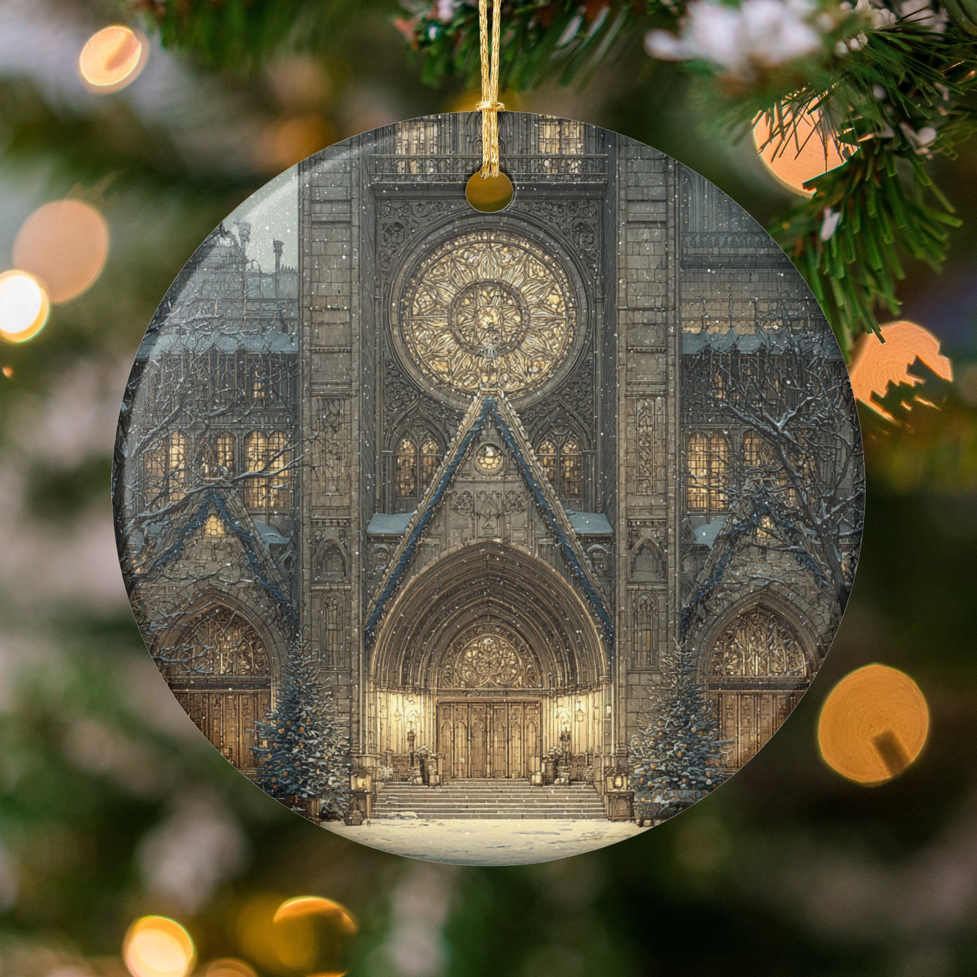 Detailed Cathedral Design Festive Ornament Product