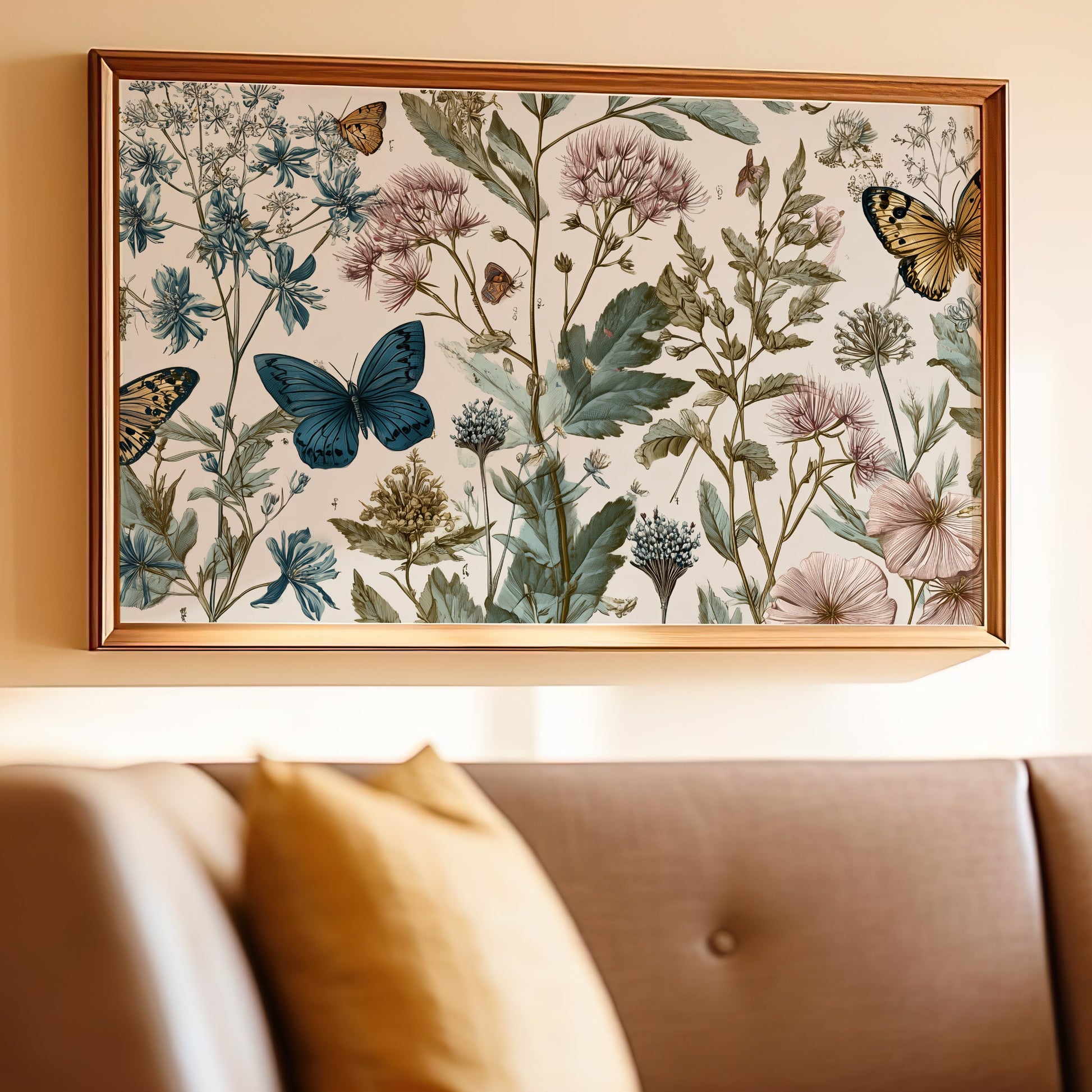 Botanical Butterfly Floral Plant Art Decor product type