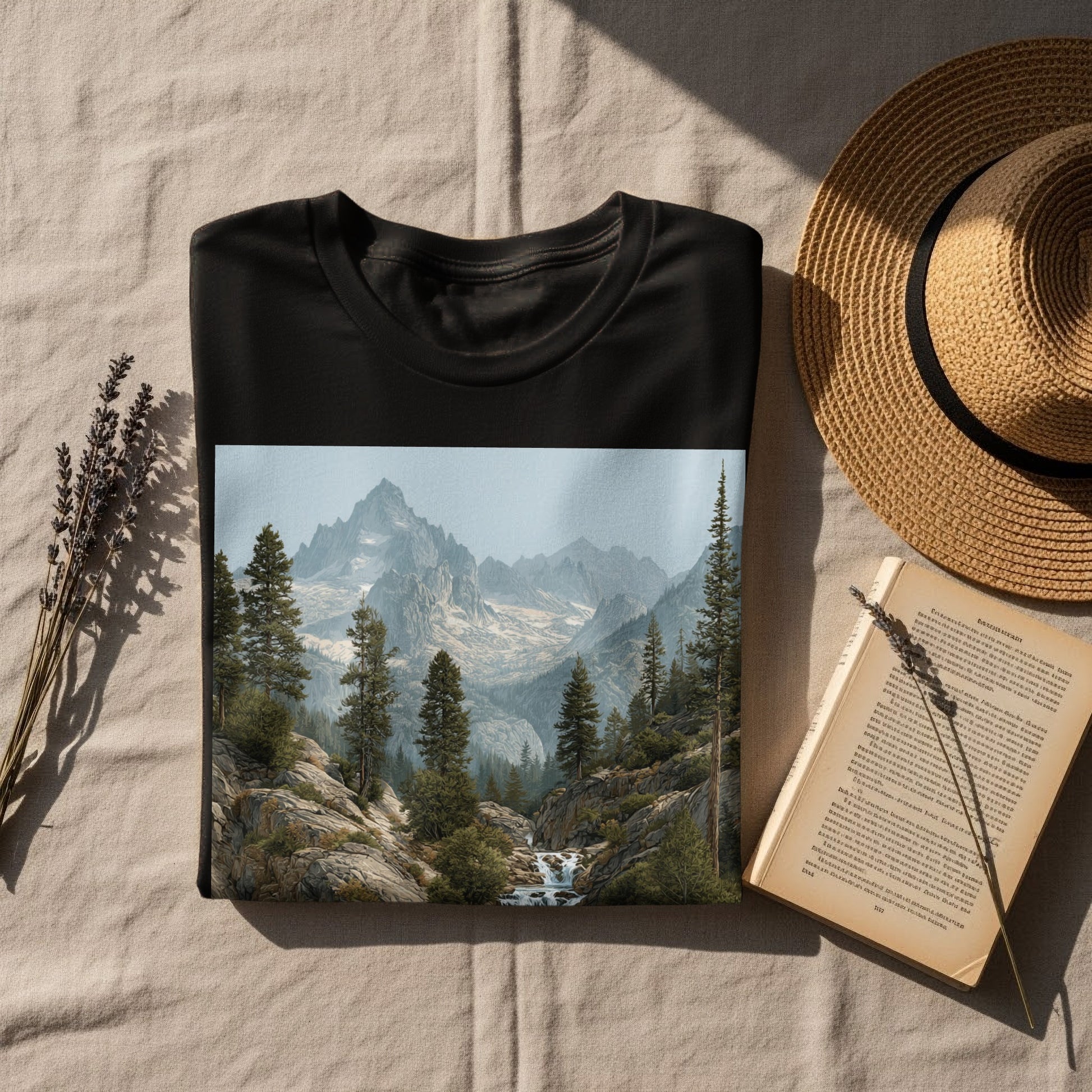 Scenic Mountain Landscape Graphic Tee Shirt