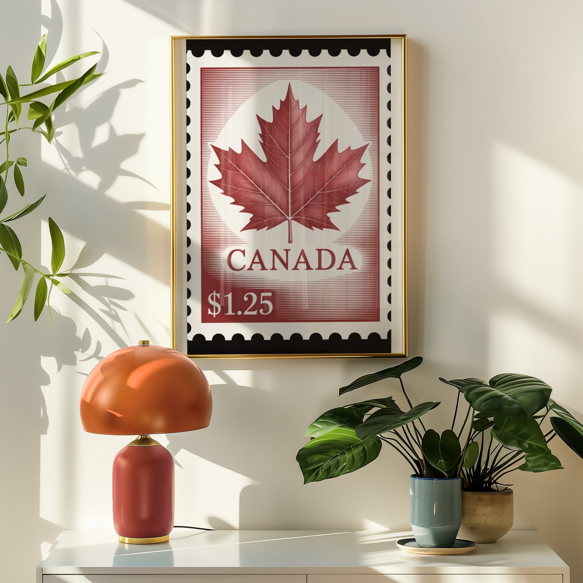 Vintage Canada Maple Leaf Stamp Poster Art Print