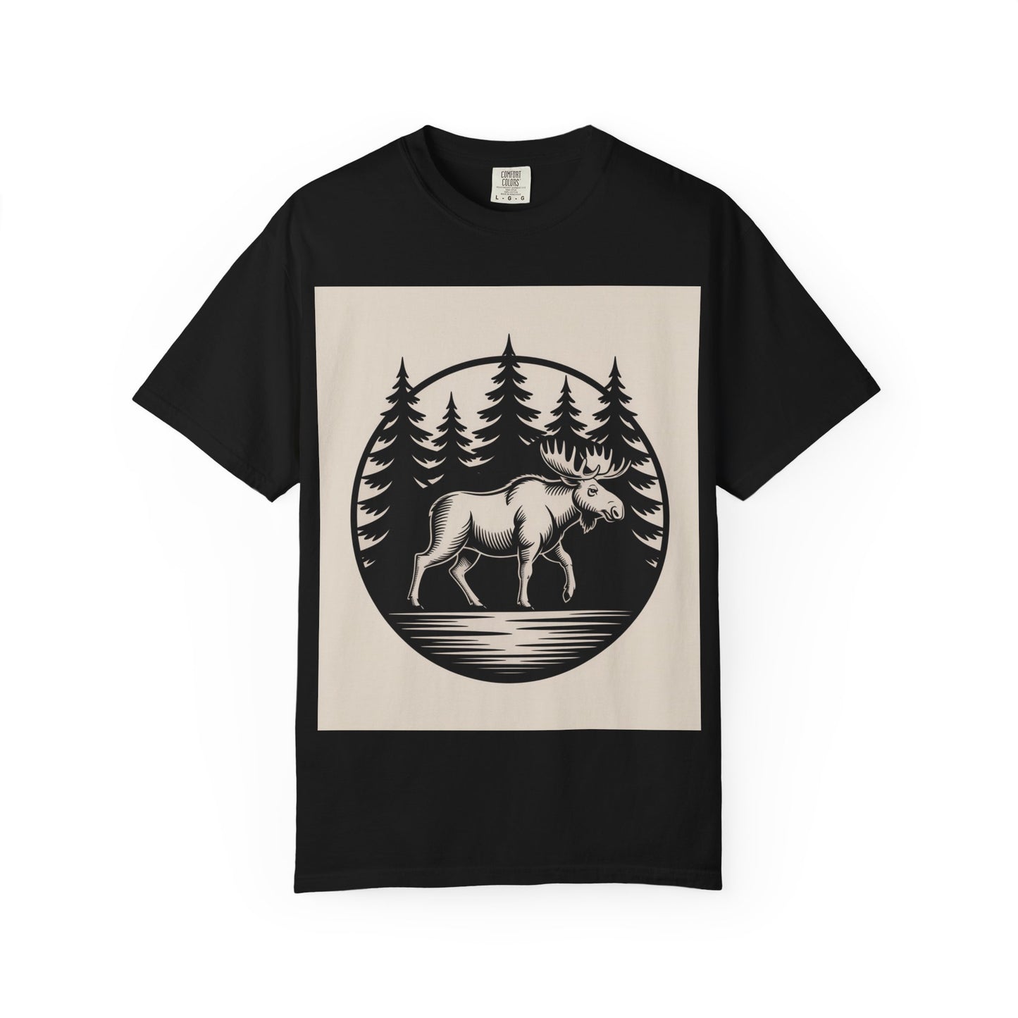 Moose Forest Emblem T-Shirt | Bold Wildlife Nature Graphic Tee