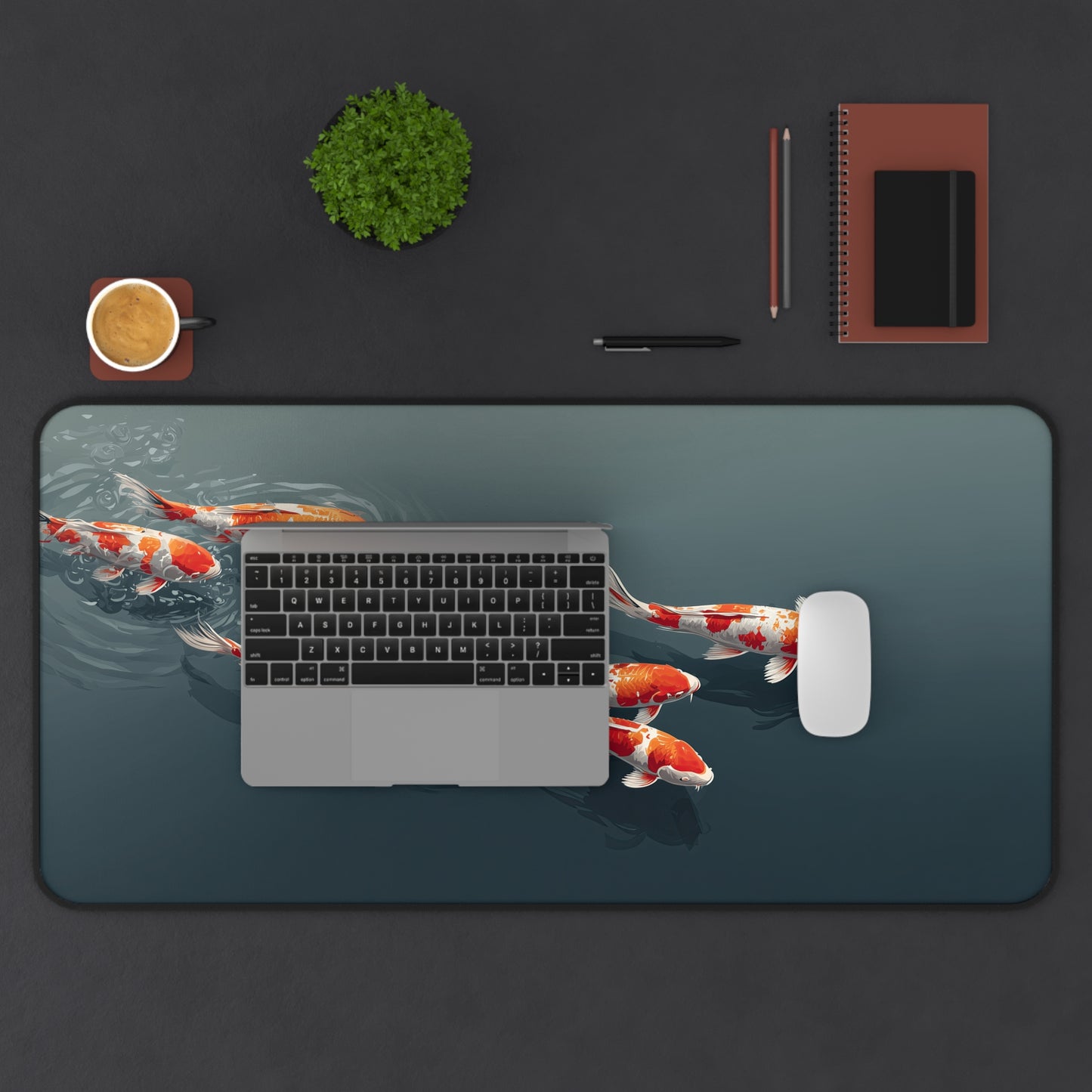 Koi Pond Desk Mat — Serene Red Koi Fish Mousepad