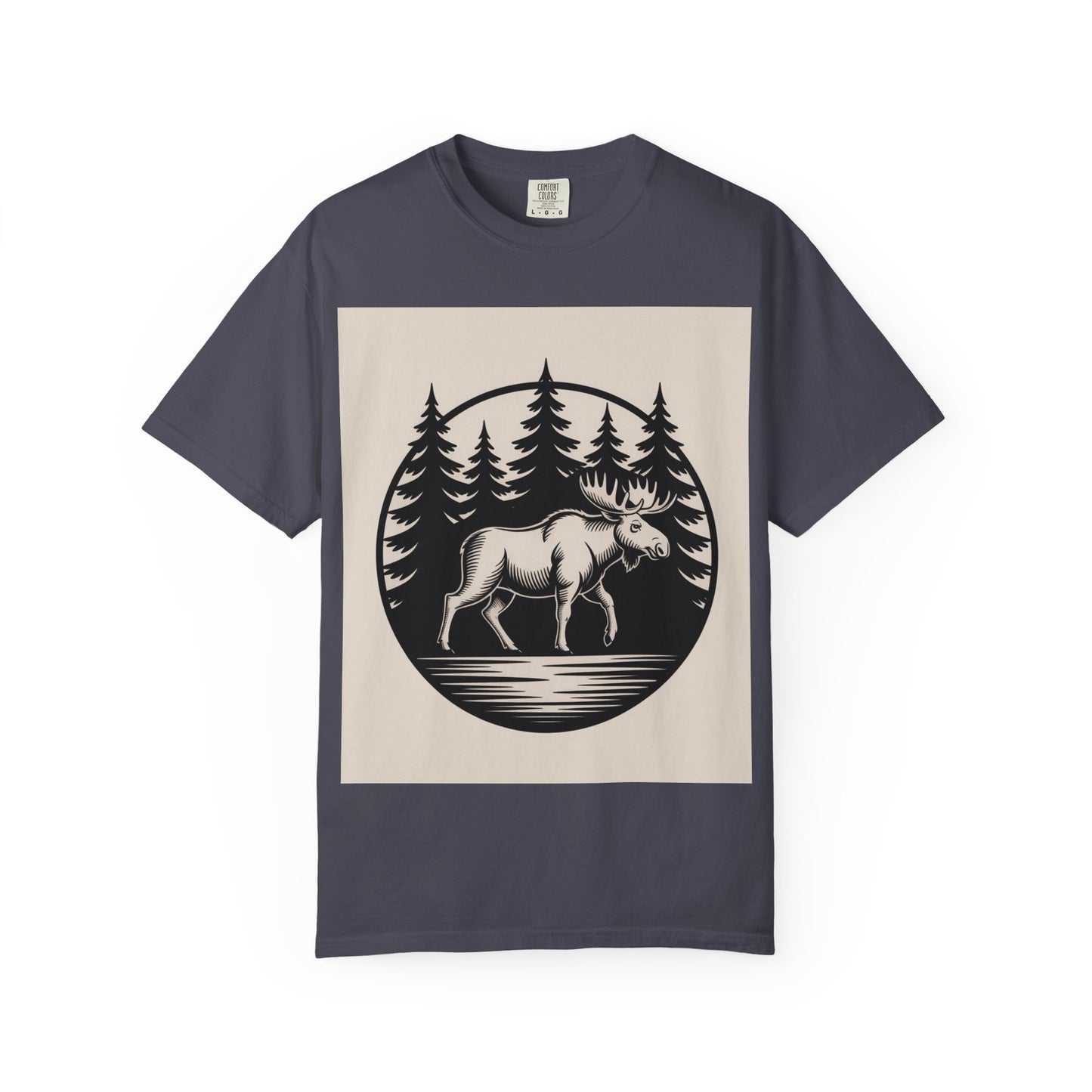 Moose Forest Emblem T-Shirt | Bold Wildlife Nature Graphic Tee