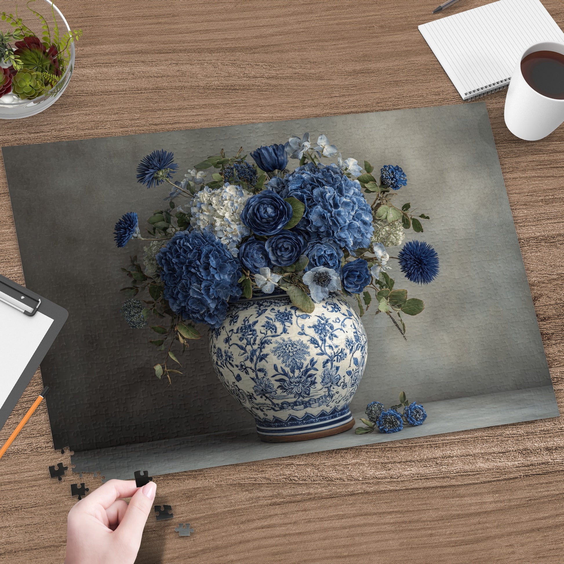 Blue Floral Bouquet in Decorative Vase Puzzle