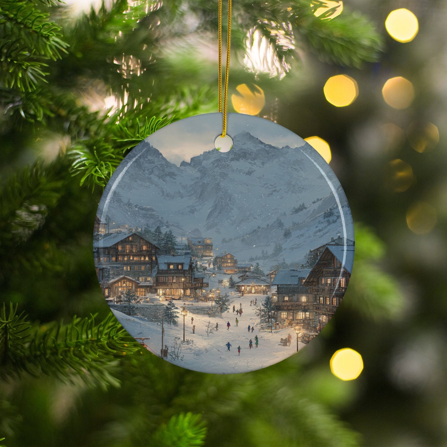 Scenic Winter Village Christmas Tree Ornament