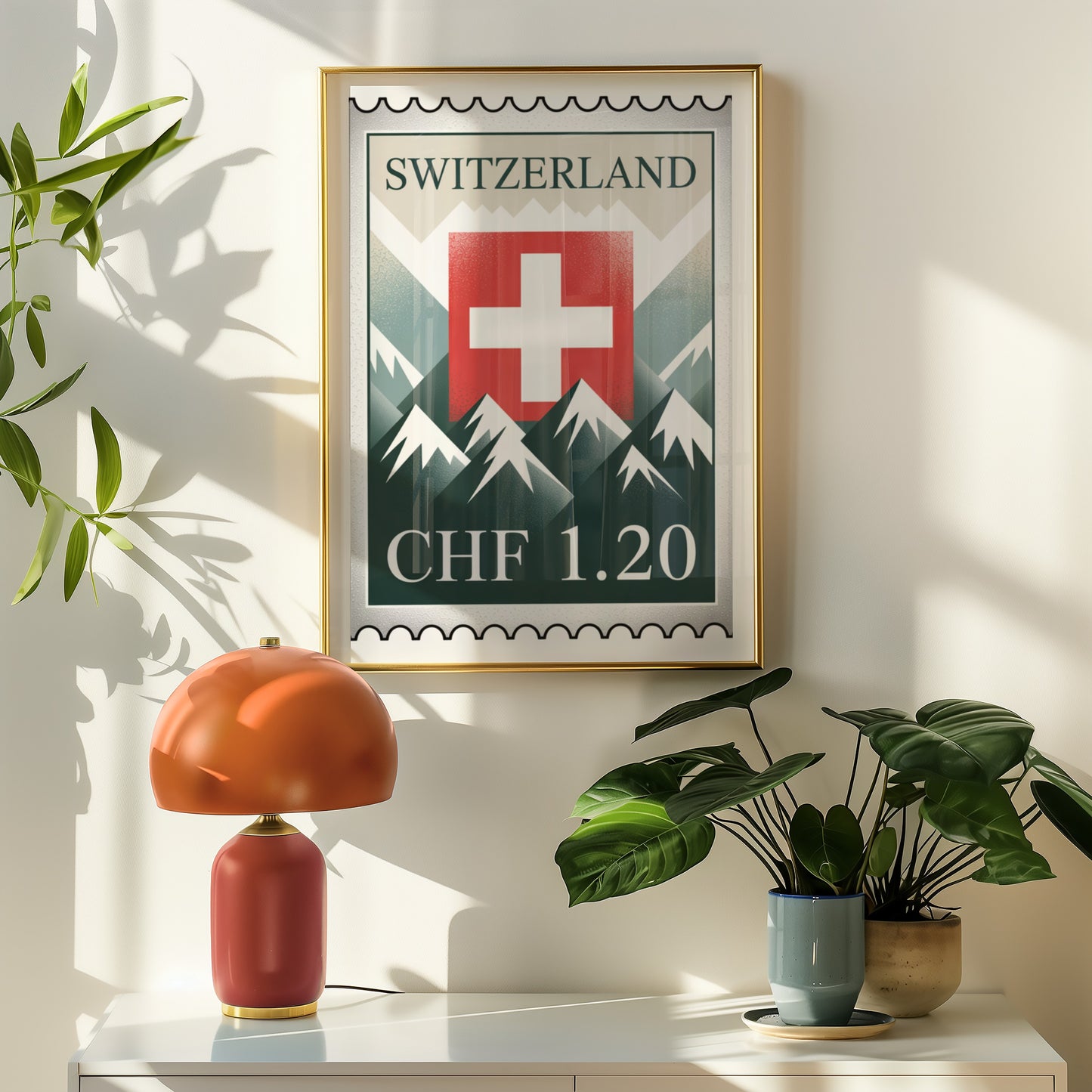 Switzerland CHF 1.20 Vintage Stamp Art Poster Decor