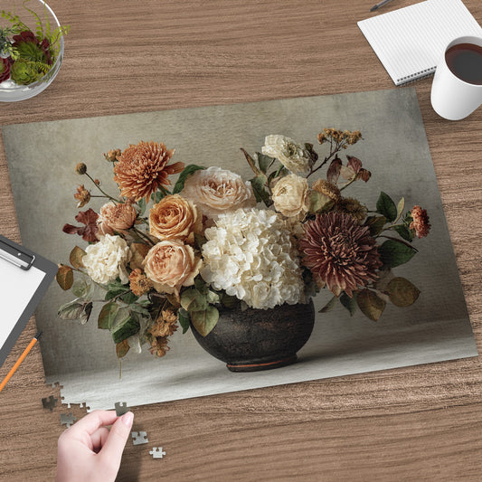 Beautiful Floral Bouquet Puzzle with Elegant Vase Design