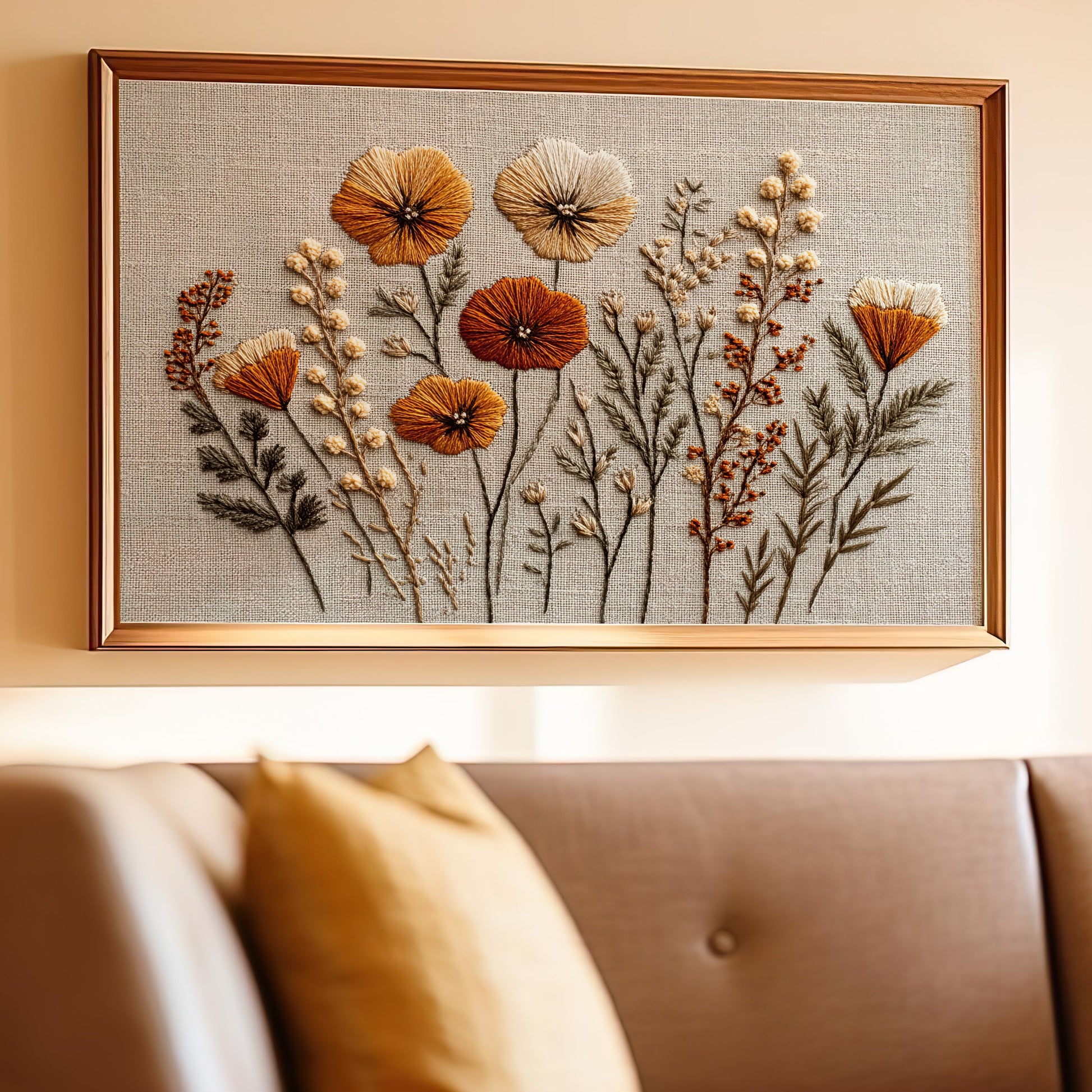 Handcrafted Floral Embroidery Wall Art Decor
