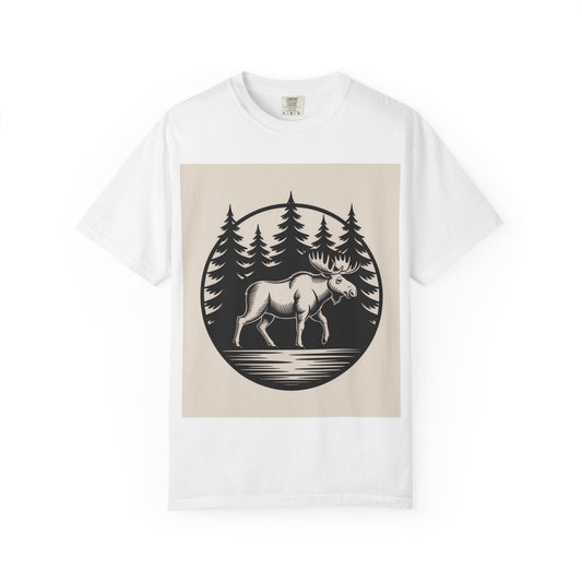 Moose Forest Emblem T-Shirt | Bold Wildlife Nature Graphic Tee