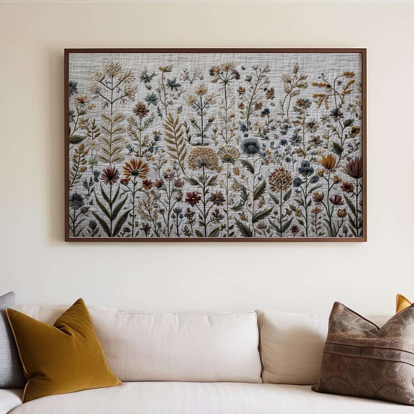 Detailed Embroidered Wildflower Botanical Wall Art product type