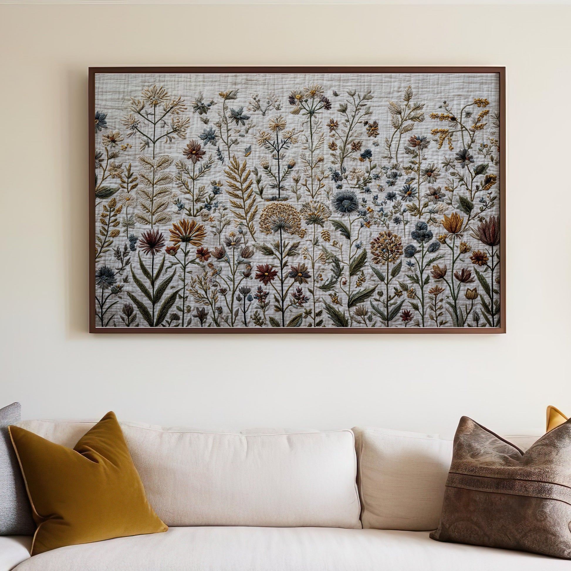 Detailed Embroidered Wildflower Botanical Wall Art product type