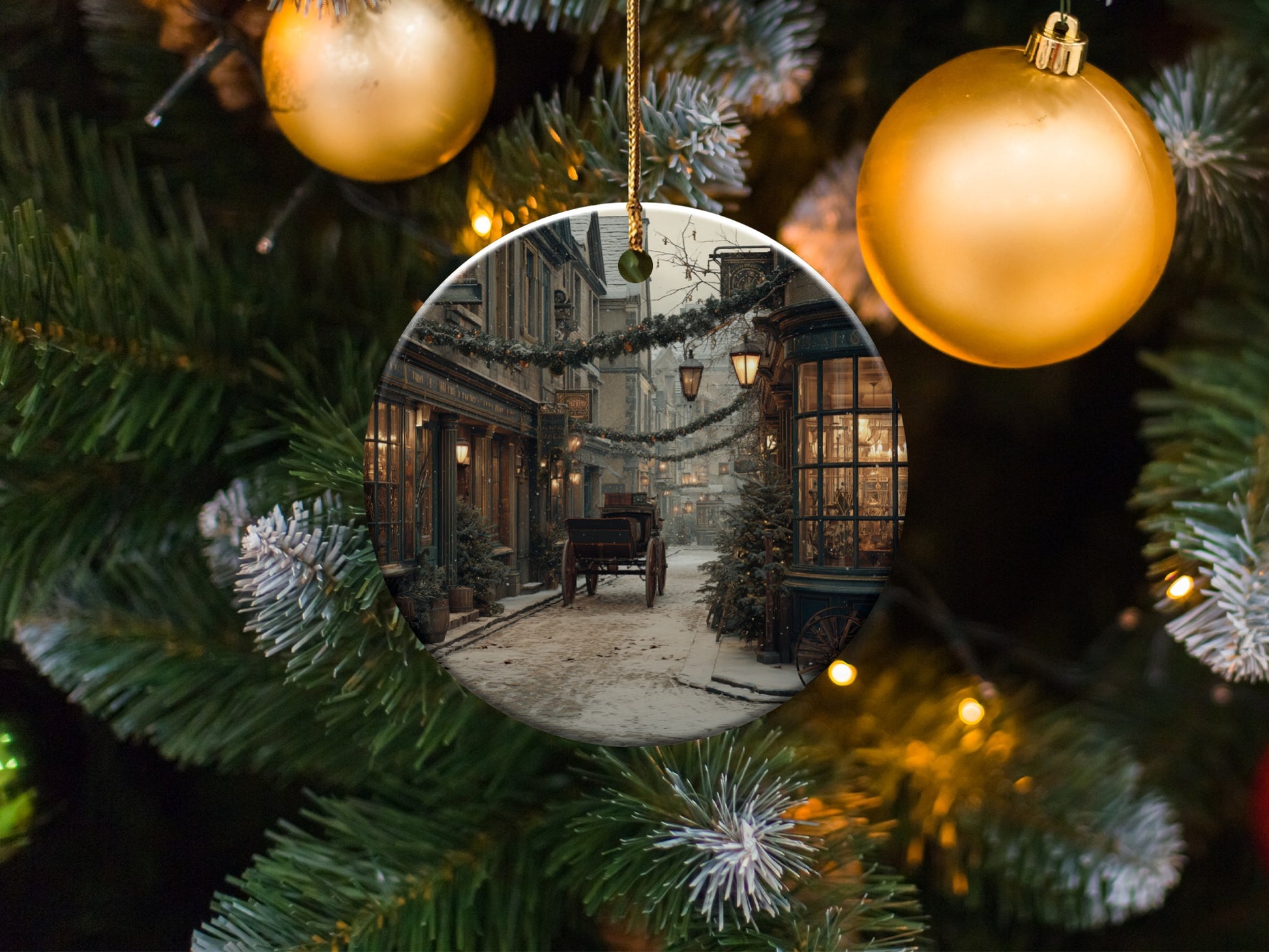 Victorian Holiday Scene Christmas Ornament