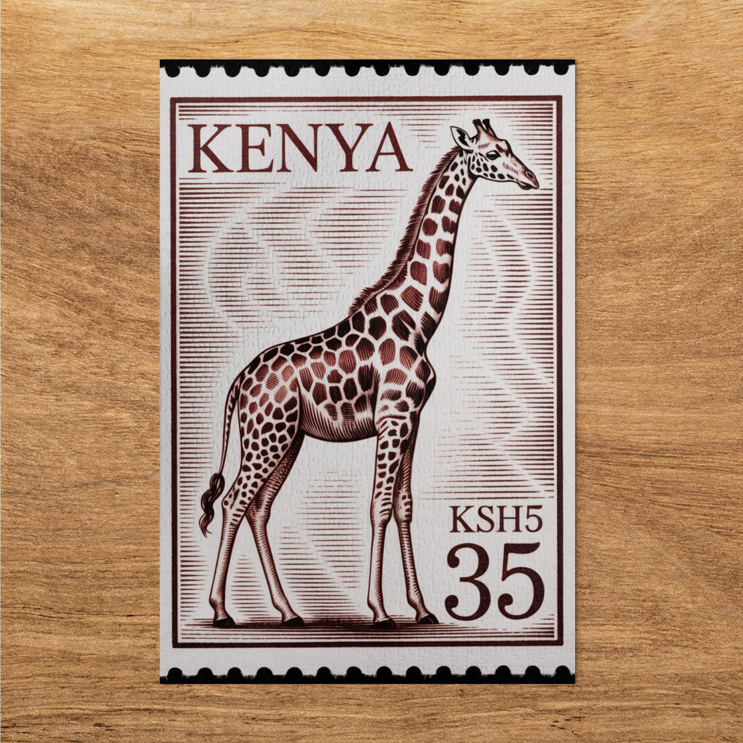 Vintage Kenya Giraffe Postage Stamp Print Poster