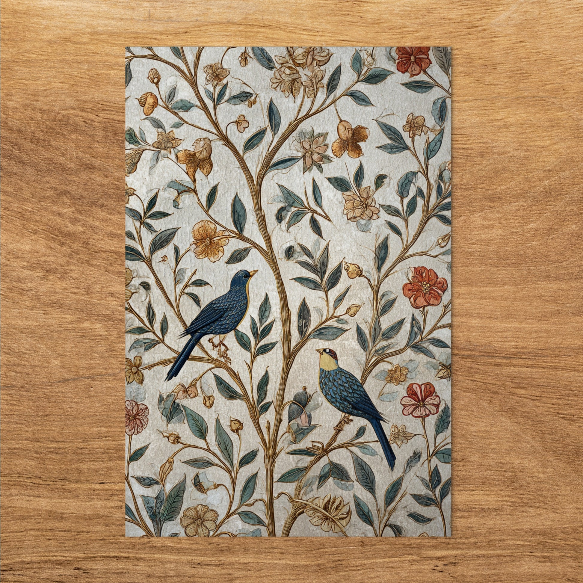 Vintage Botanical Art Print with Colorful Birds Product