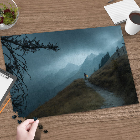 Serene Mountain Path Landscape Jigsaw Puzzle