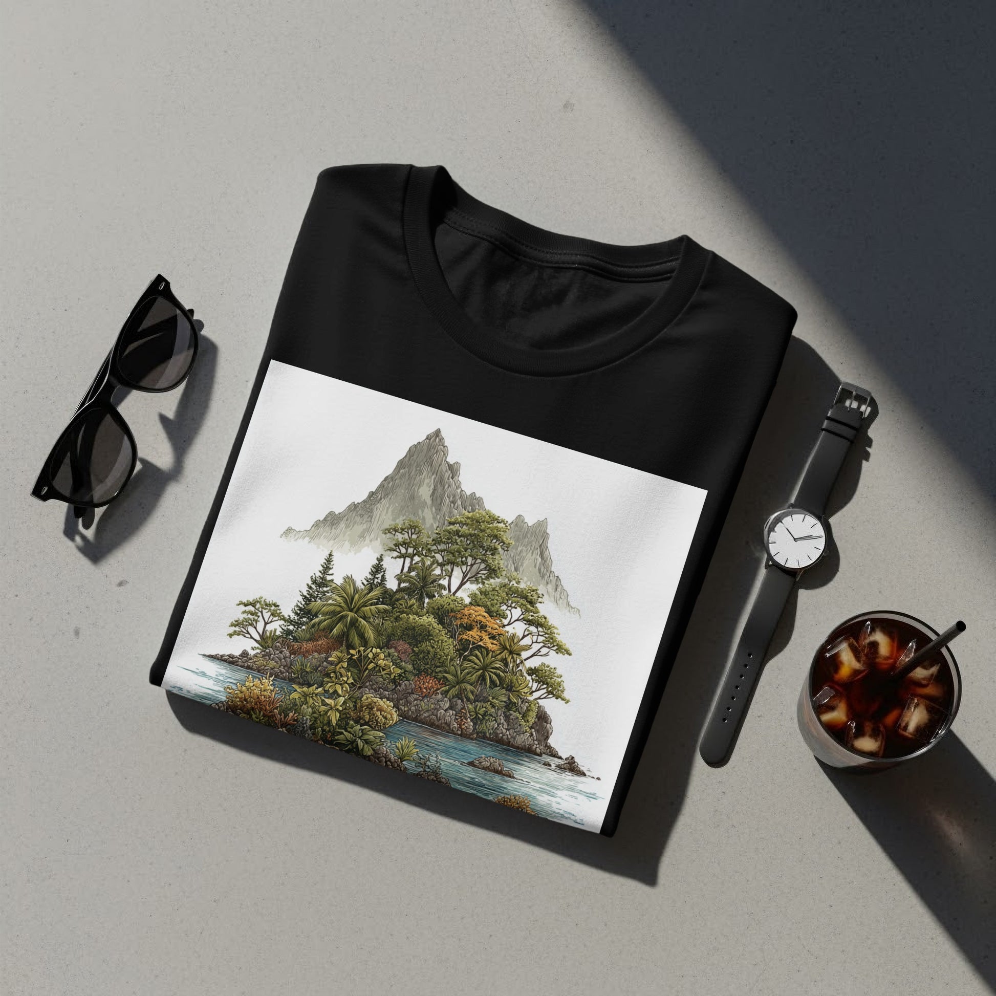 Mountain Scene With Tropical Island T-Shirt