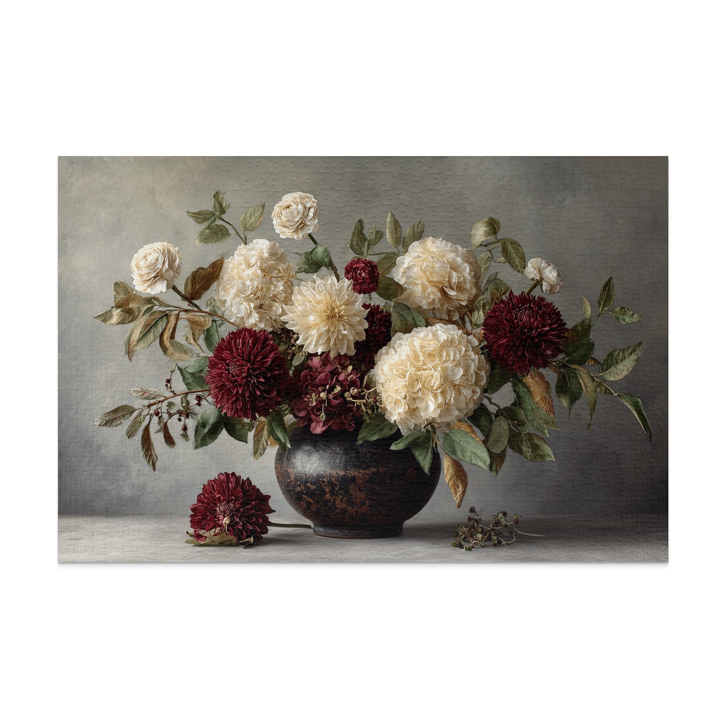 Elegant Floral Bouquet in Dark Vase artwork
