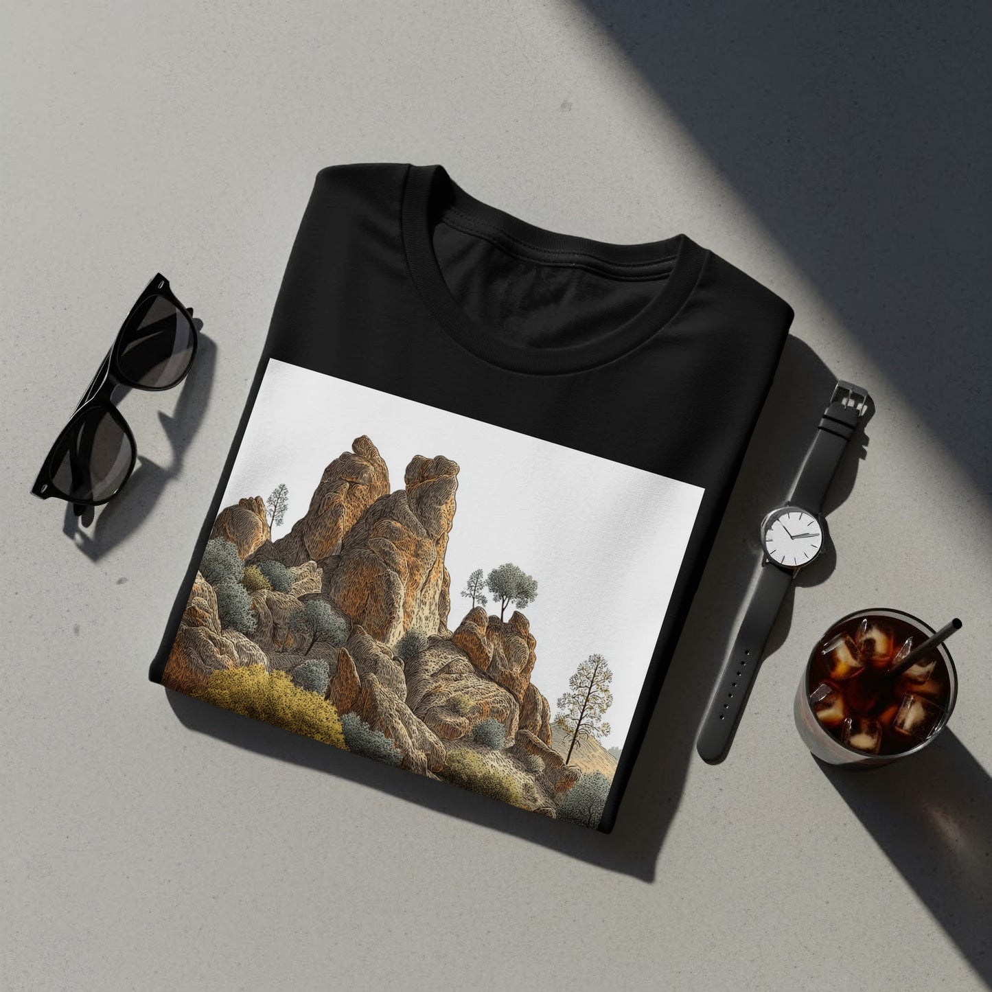 Scenic Rock Formations Printed T-shirt for Nature Lovers
