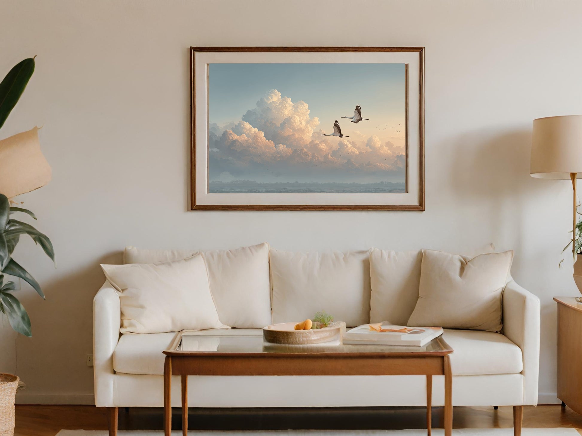 Majestic Birds Flying Through Cloudscape Wall Art Decor